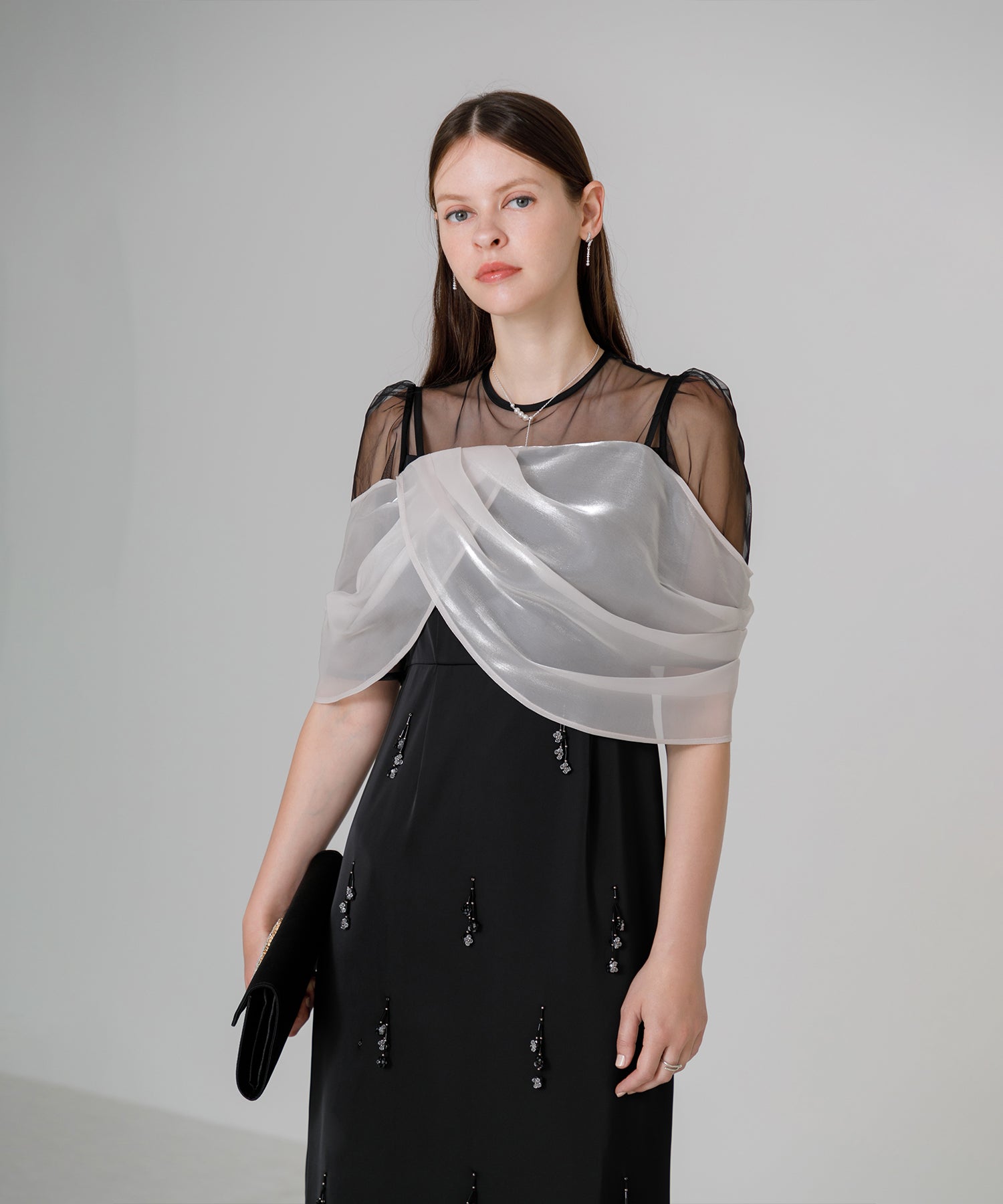 【SOLD OUT】2WAYシアーレイヤードビスチェIラインワンピースドレス