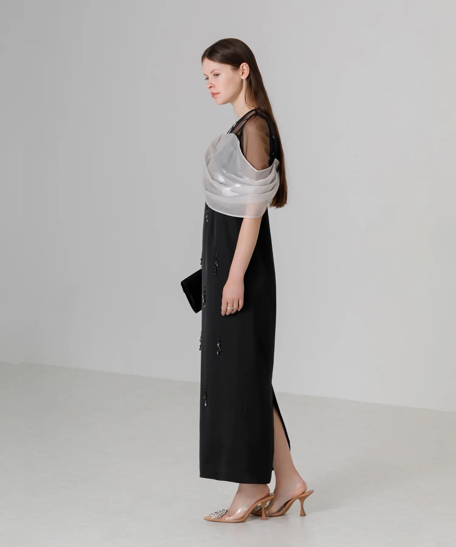 【SOLD OUT】2WAYシアーレイヤードビスチェIラインワンピースドレス