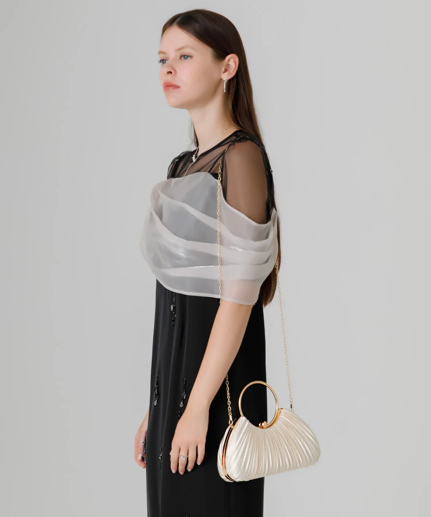 【当日発送】2WAYプリーツゴールドラインバッグ