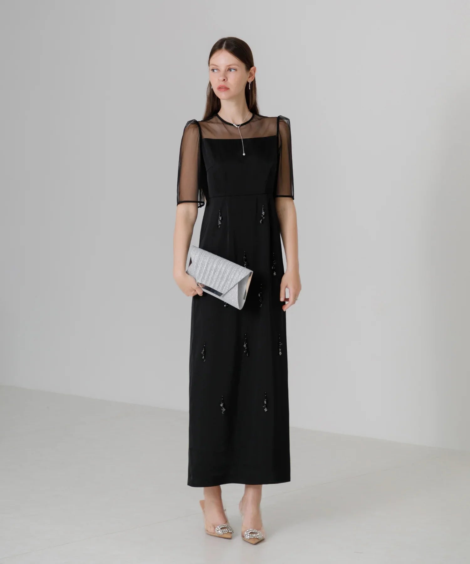 【SOLD OUT】2WAYシアーレイヤードビスチェIラインワンピースドレス