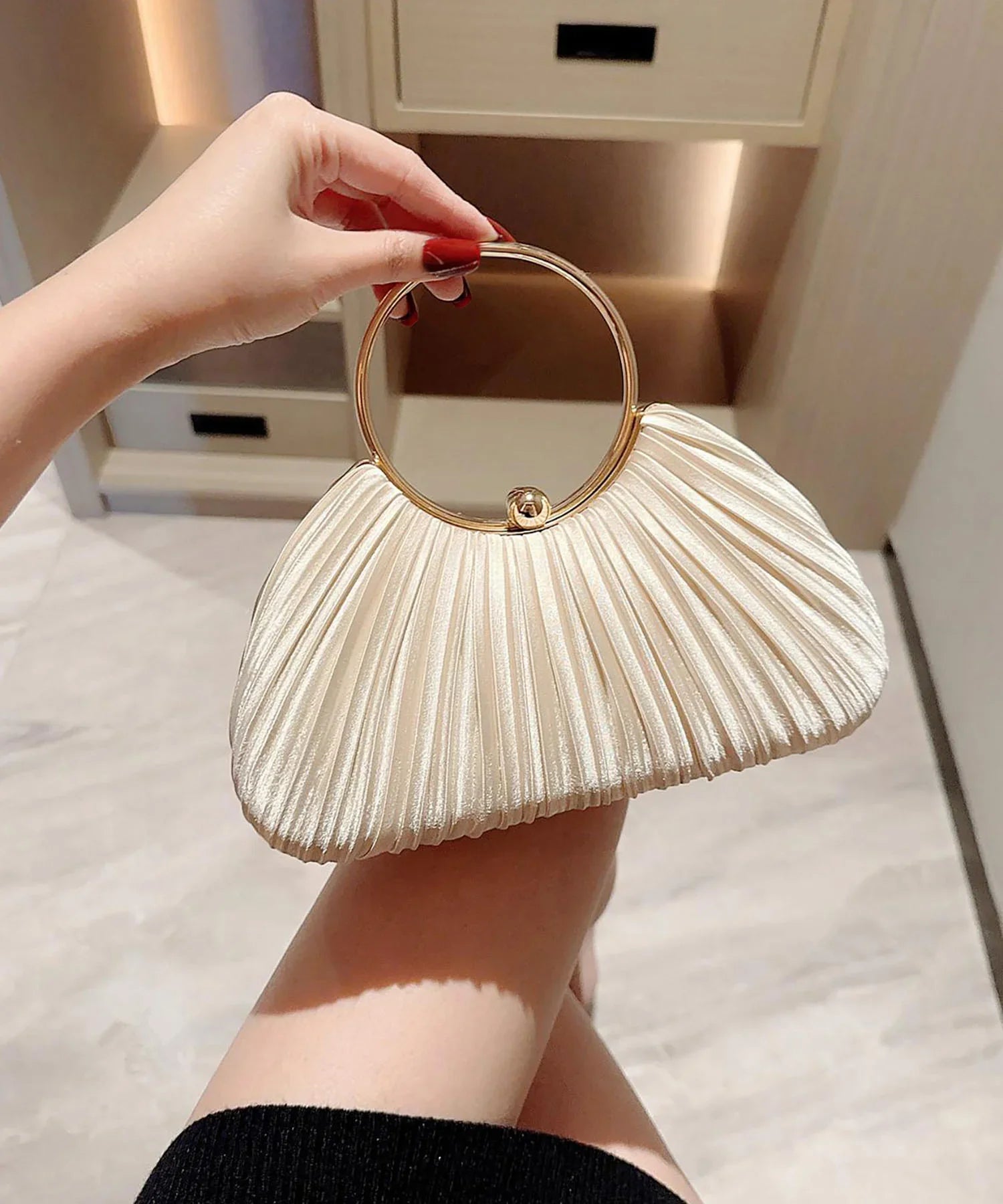 【当日発送】2WAYプリーツゴールドラインバッグ