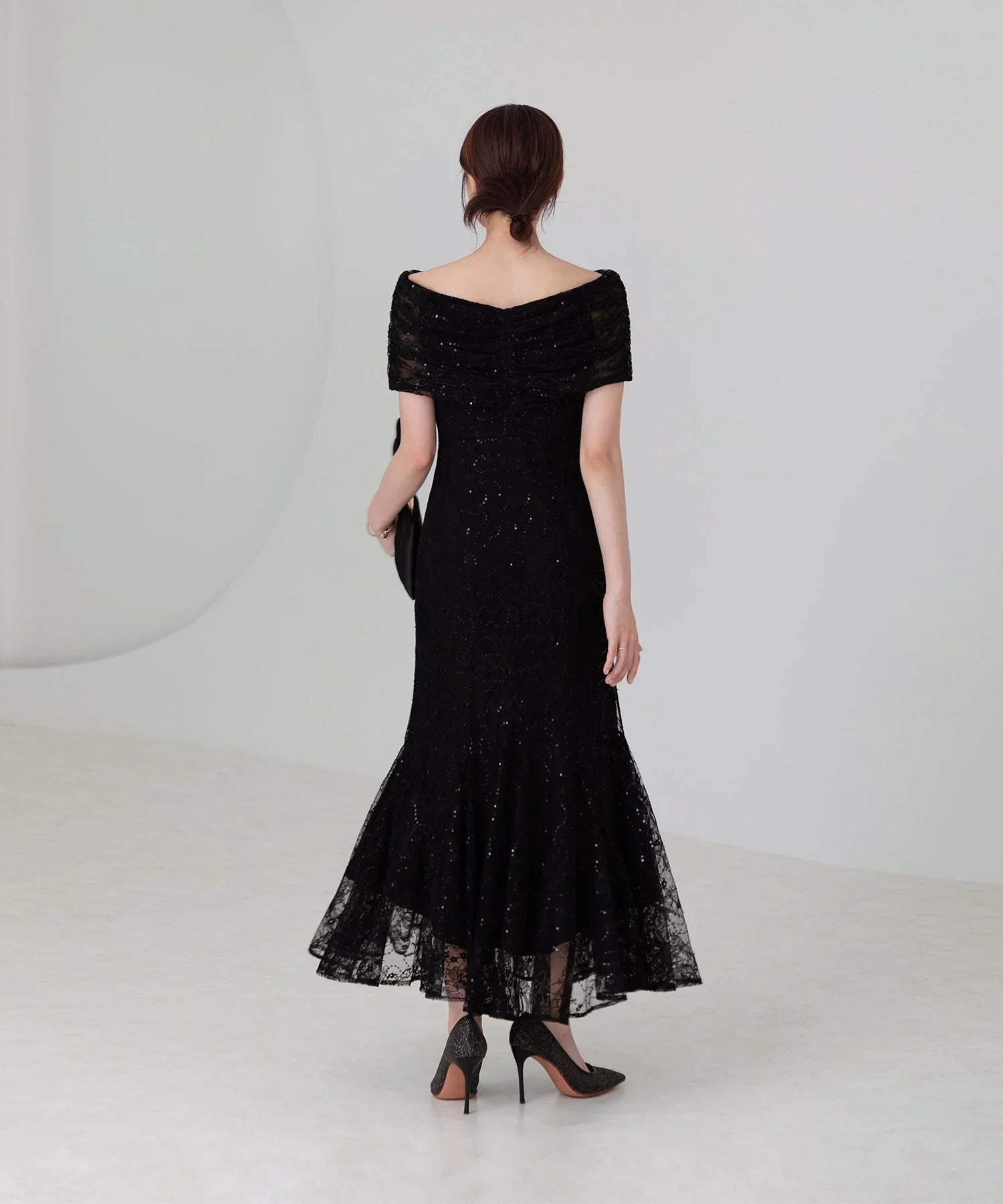 【当日発送】2WAYレース花柄オフショルダーマーメイドワンピースドレス