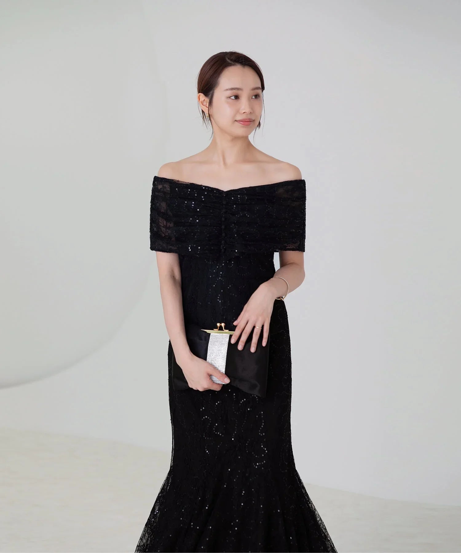 【当日発送】2WAYレース花柄オフショルダーマーメイドワンピースドレス