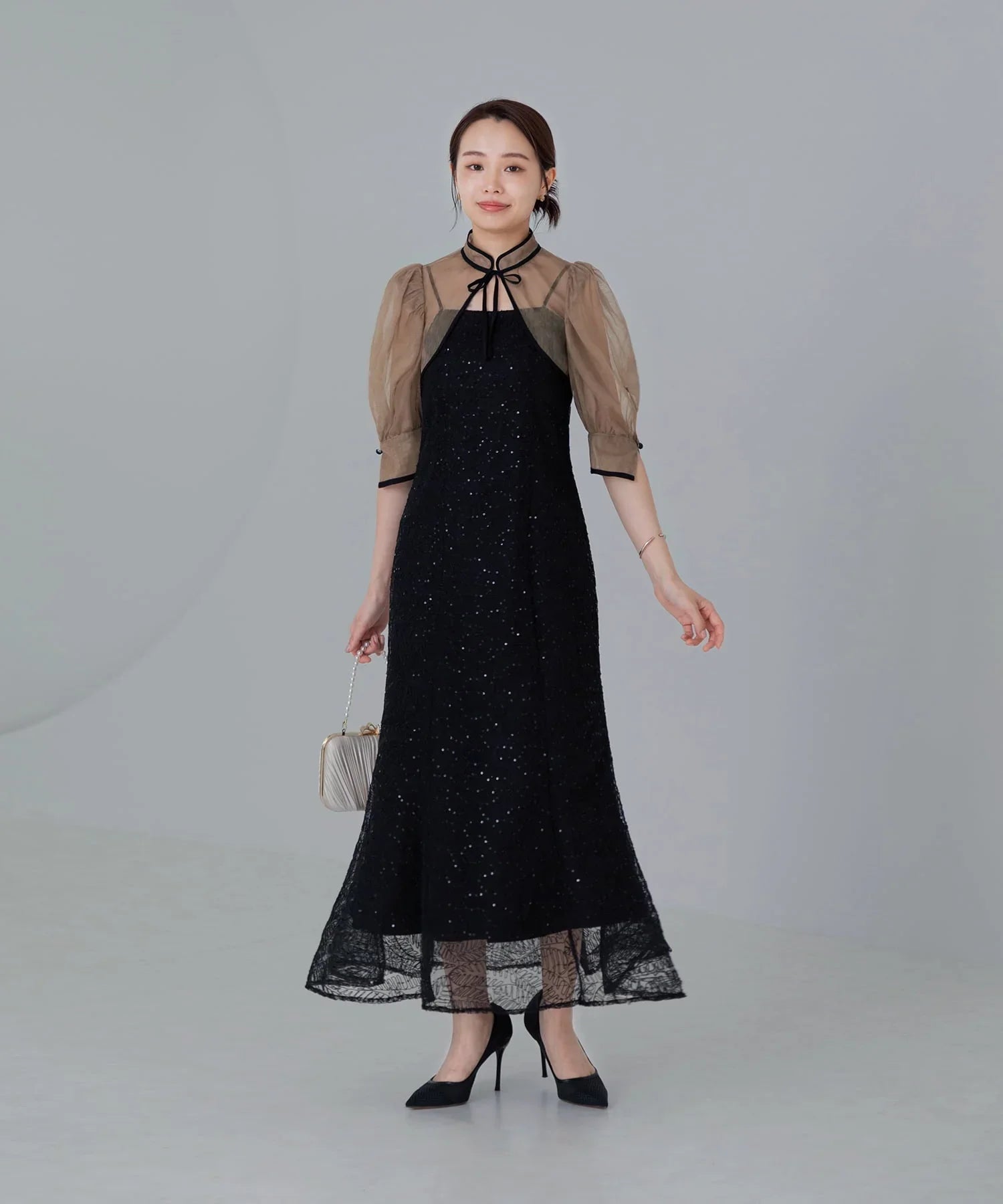 【当日発送】スパンコールボタニカルマーメイドボレロ2WAYワンピースドレス