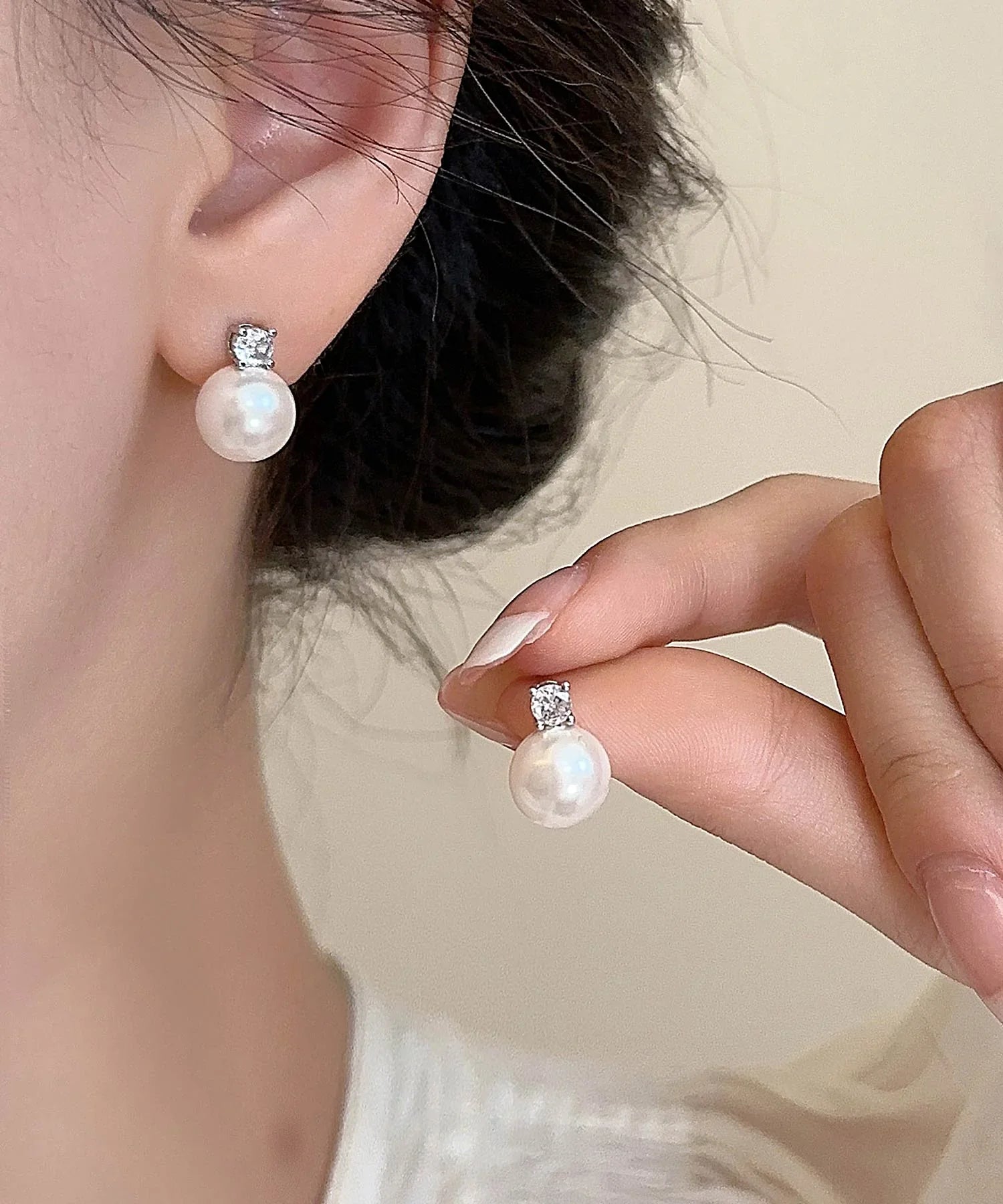 【当日発送】シルバーストーンパールピアス