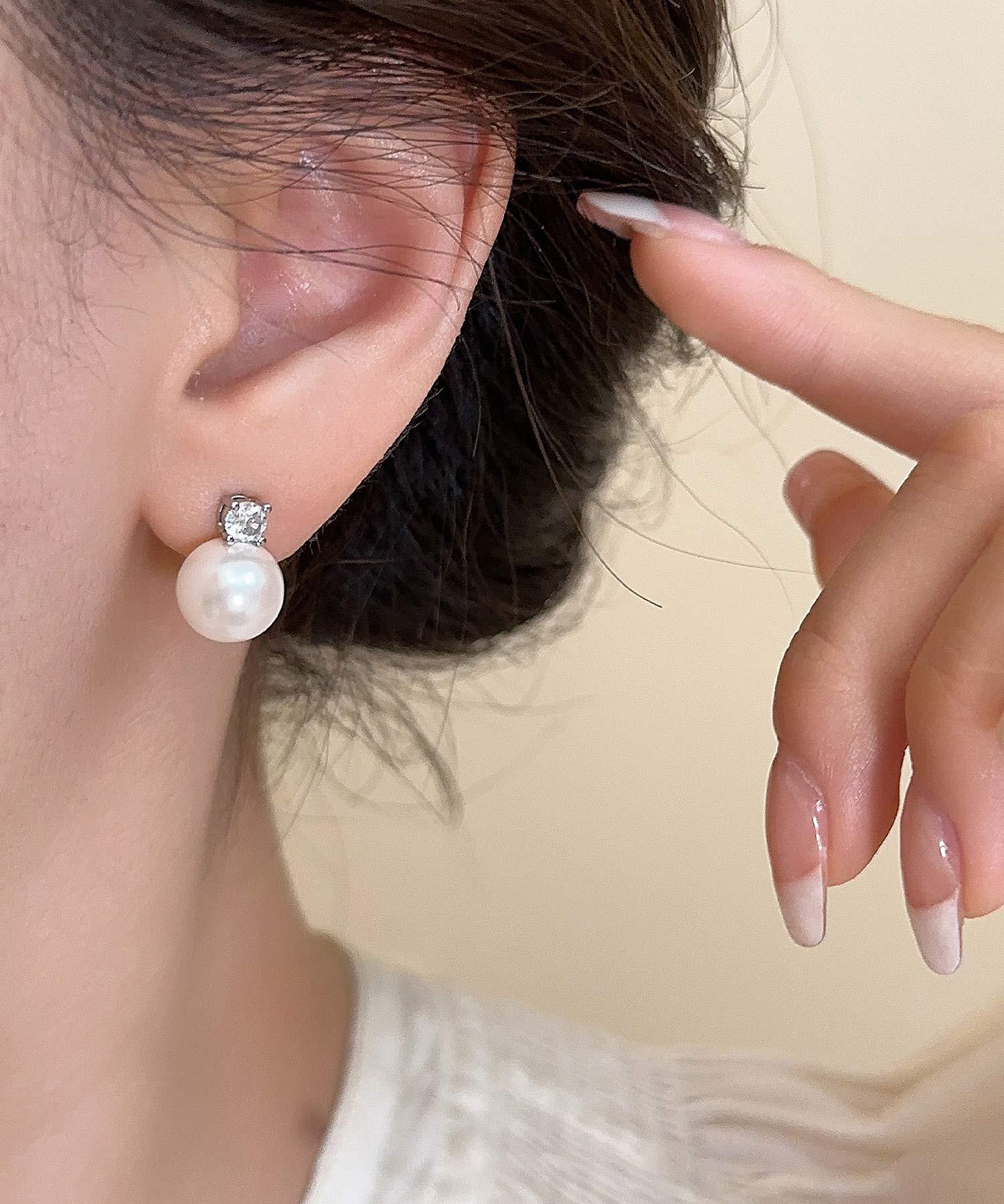 【当日発送】シルバーストーンパールピアス