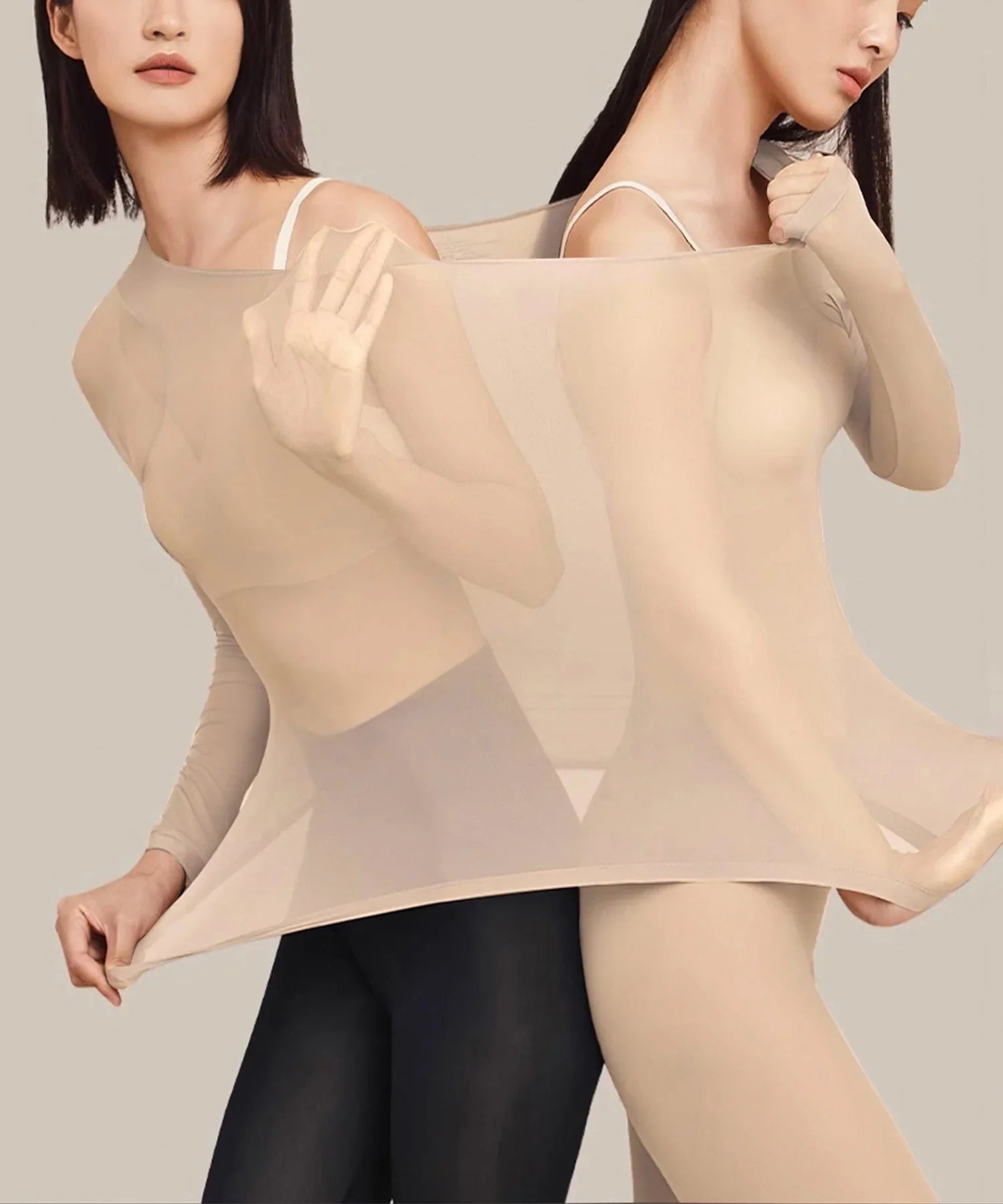 【当日発送】長袖下着セット・UネックあったかインナーTシャツ〉≪セット商品≫