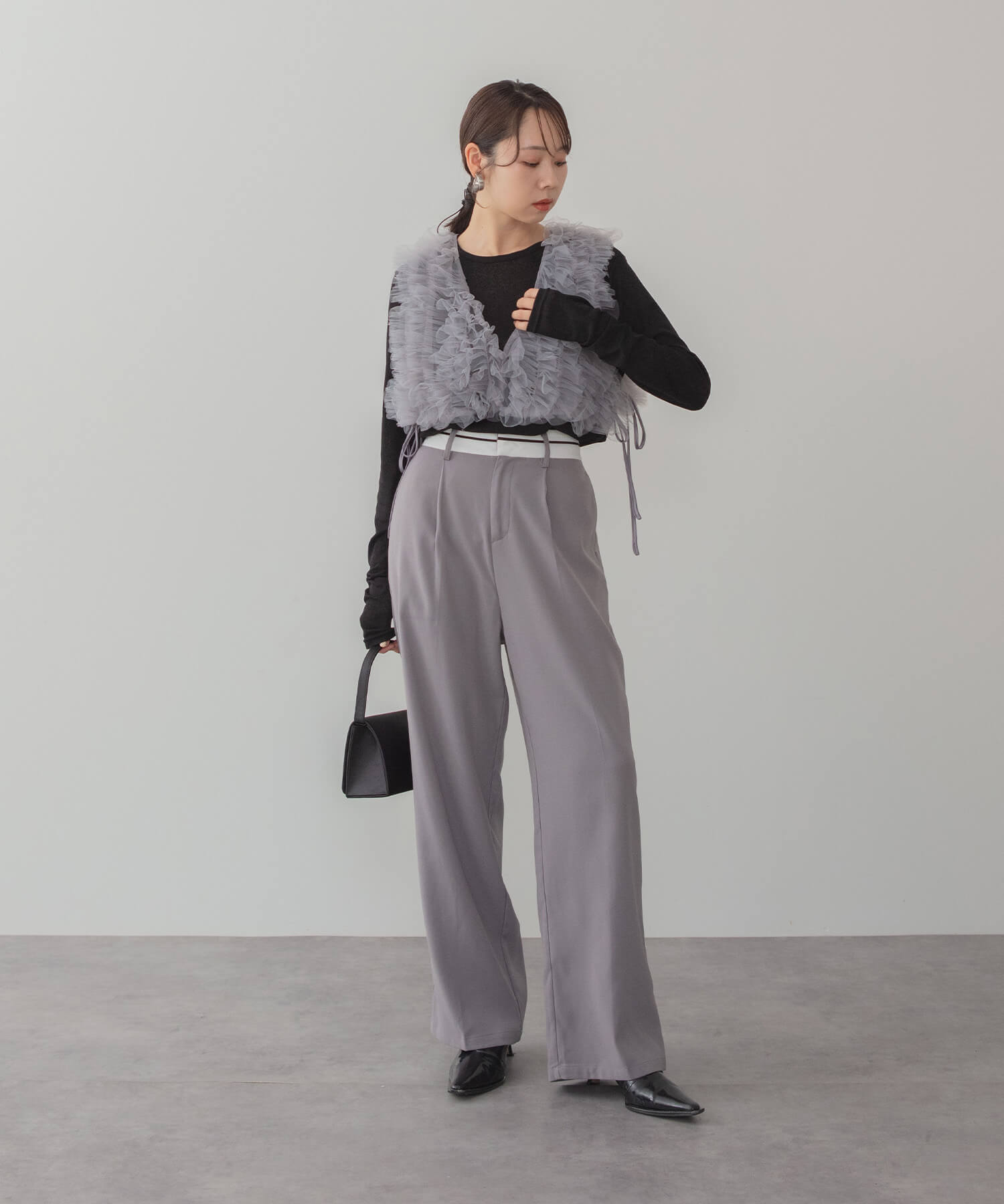 【当日発送】チュールフリルビスチェIラインワンピースドレス