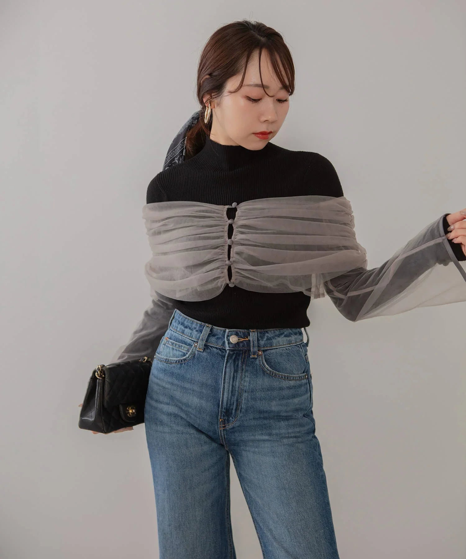 【当日発送】チュールオフショルダー花柄Iラインワンピースドレス