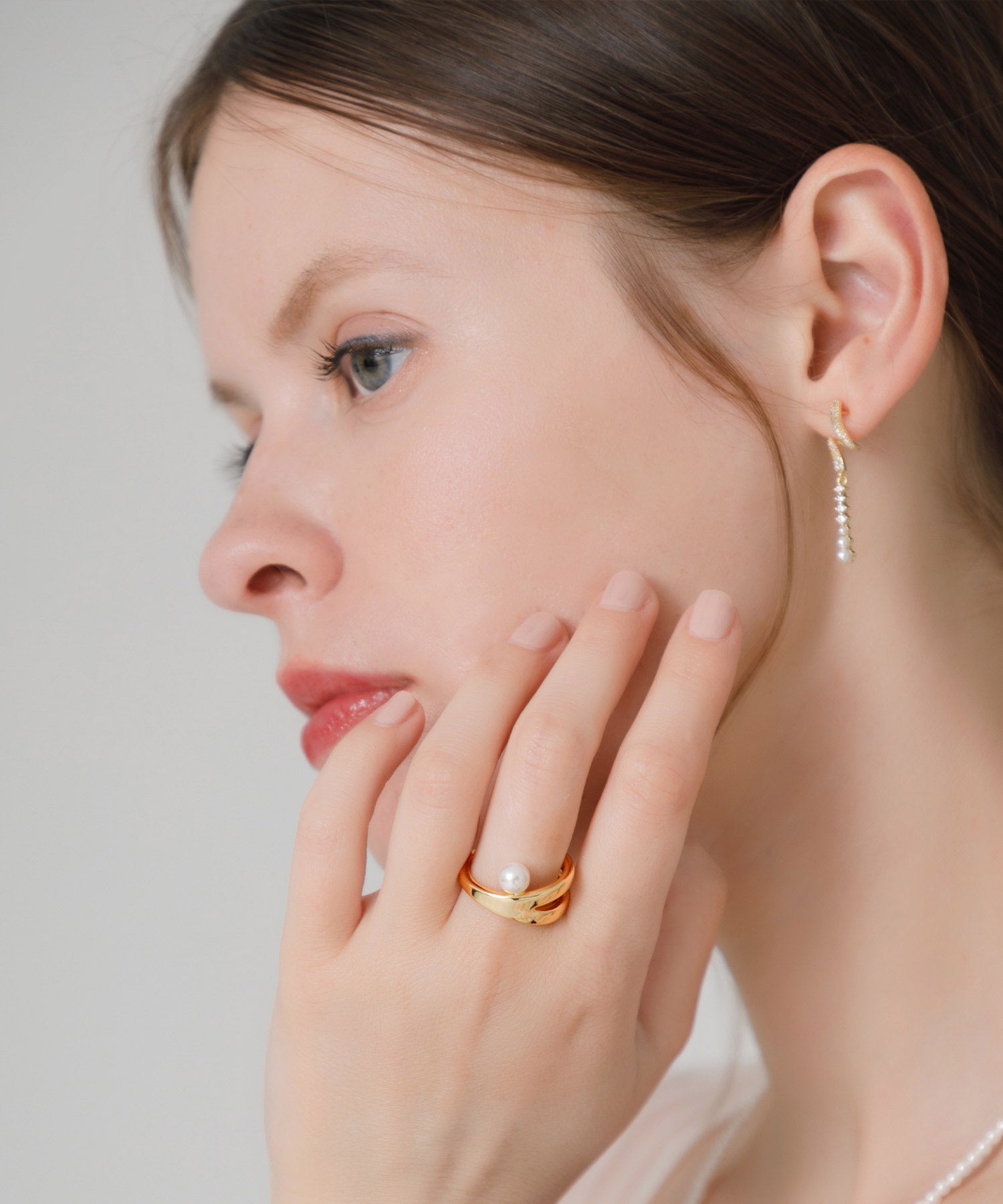 【当日発送】モダンパールオープンリング