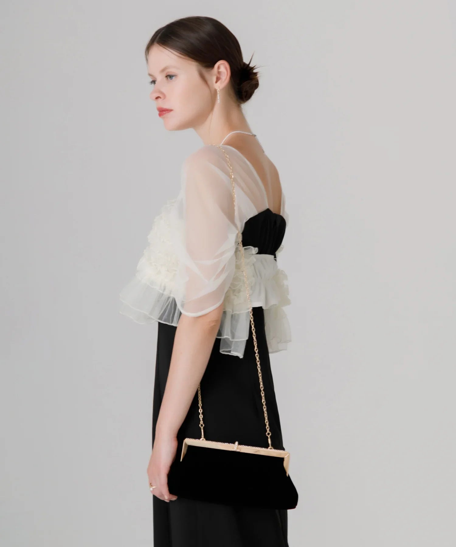 【SOLD OUT】3WAYベロアゴールドラインストーンバッグ