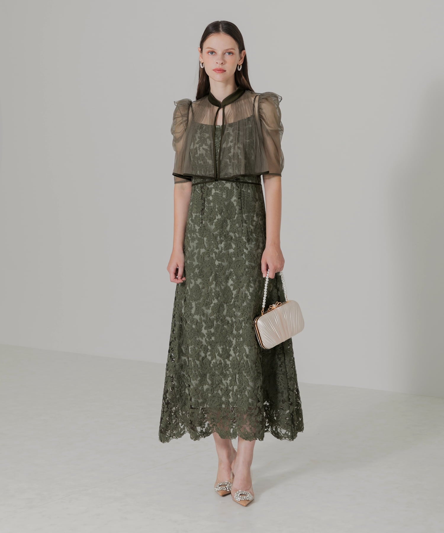 【当日発送】フロントオープンリボンボレロセットアップワンピースドレス