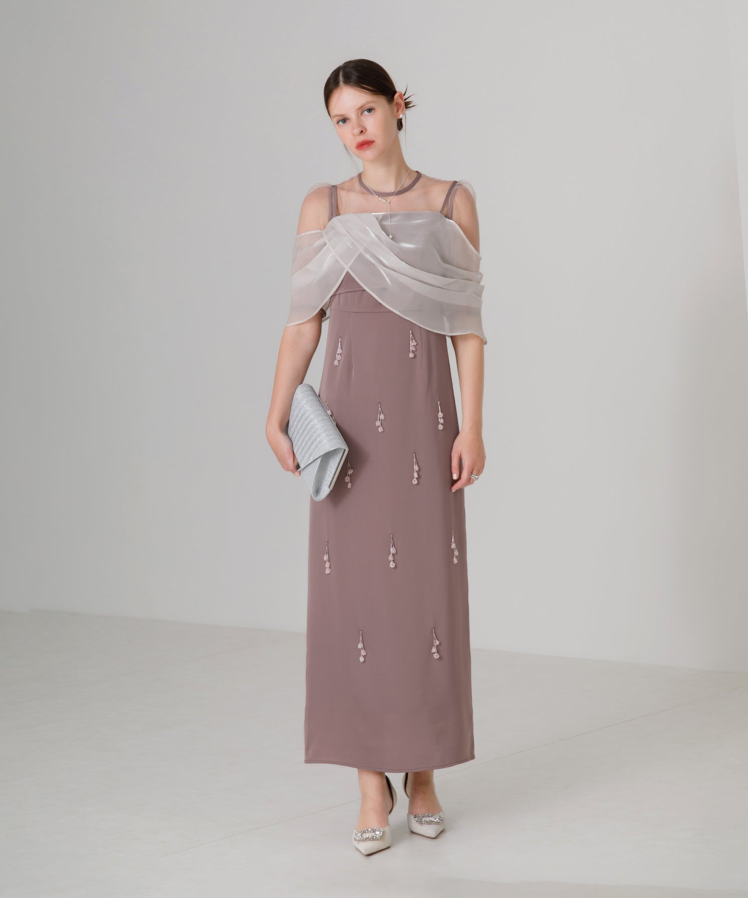 【SOLD OUT】2WAYシアーレイヤードビスチェIラインワンピースドレス