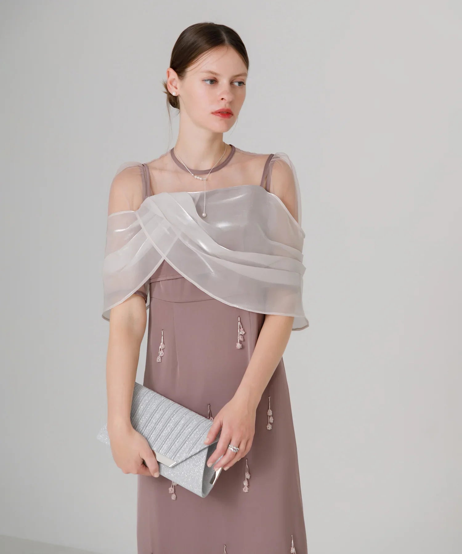 【SOLD OUT】2WAYシアーレイヤードビスチェIラインワンピースドレス