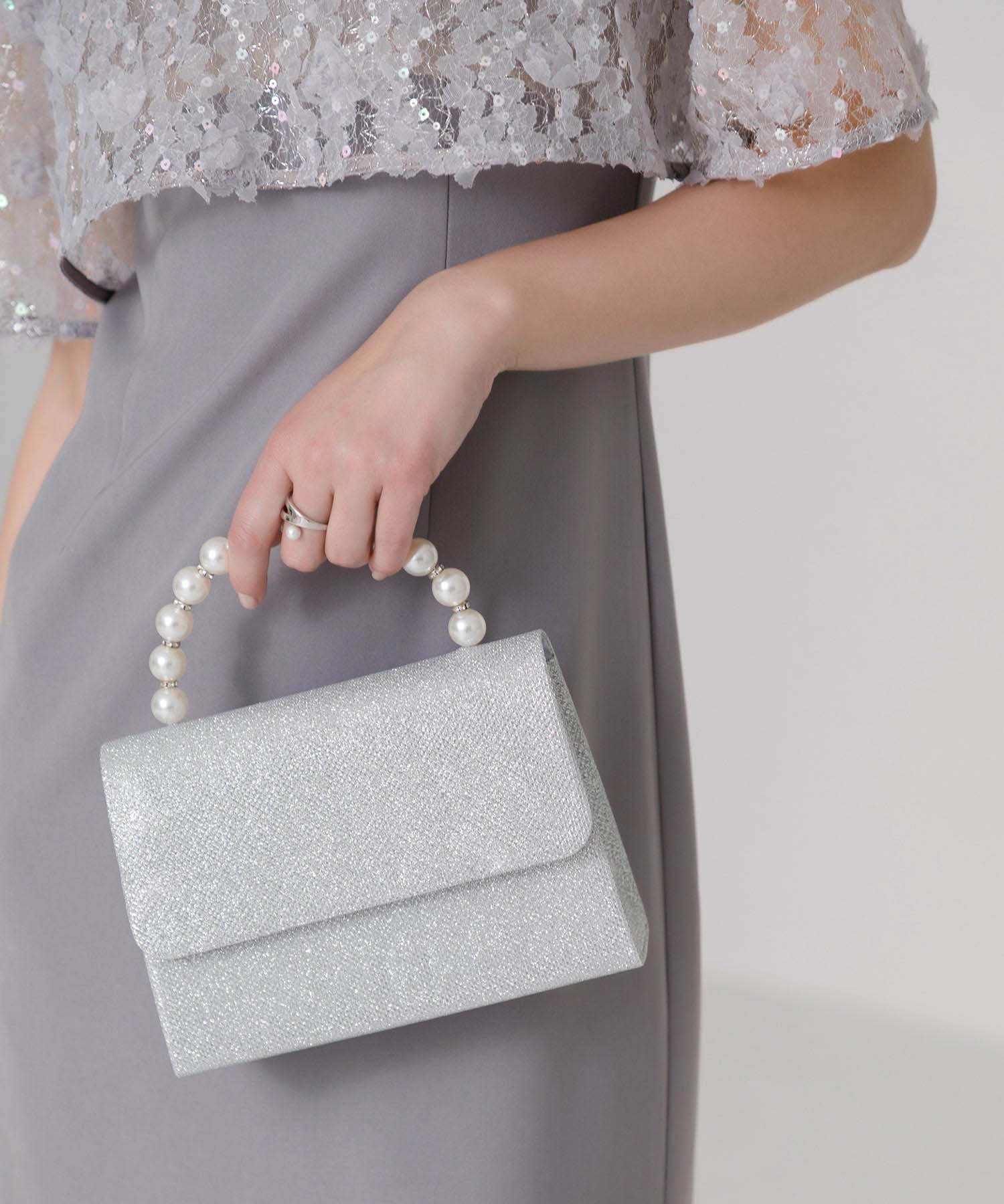 【当日発送】2WAYパールハンドルグリッターバッグ