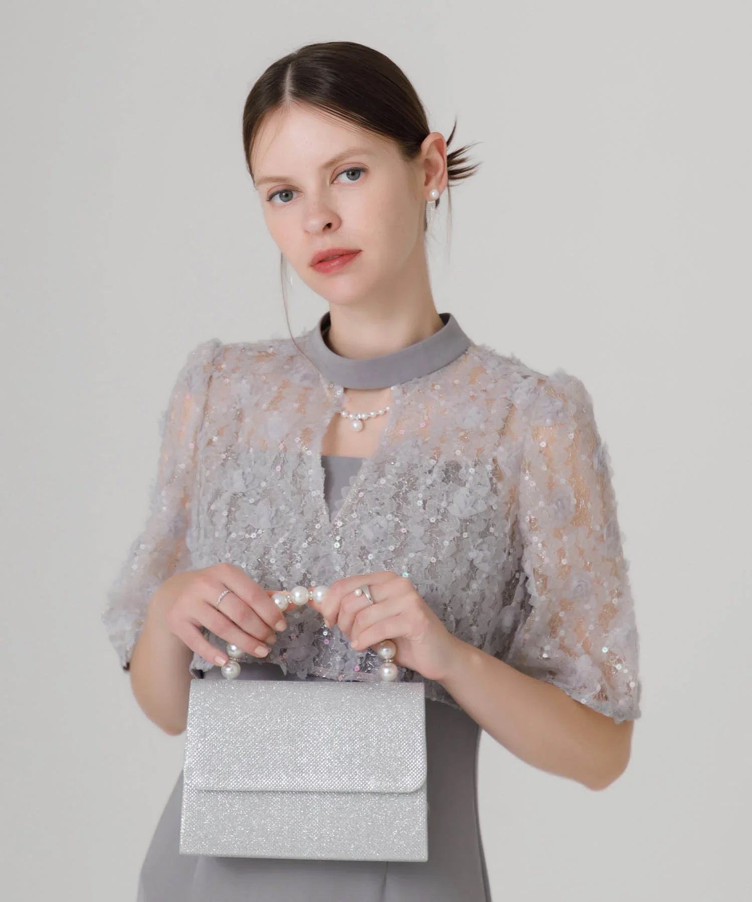 【当日発送】2WAYパールハンドルグリッターバッグ