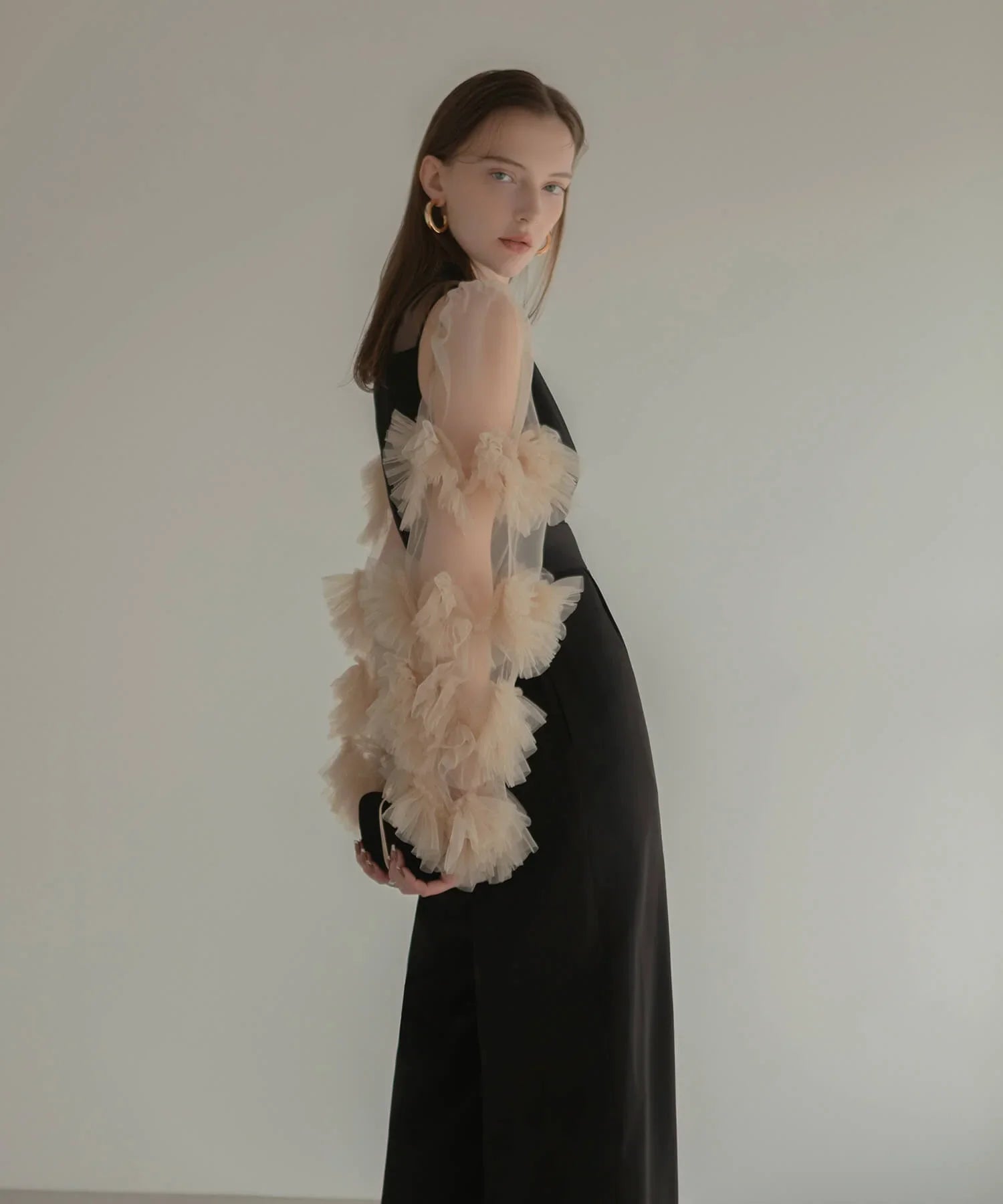 【当日発送】ボリュームチュールスリーブオールインワンパンツドレス