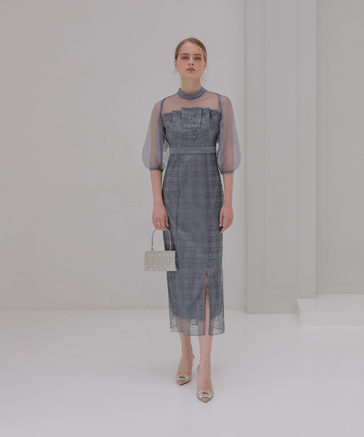 【当日発送】ラメチェックチュールボレロIラインドレス