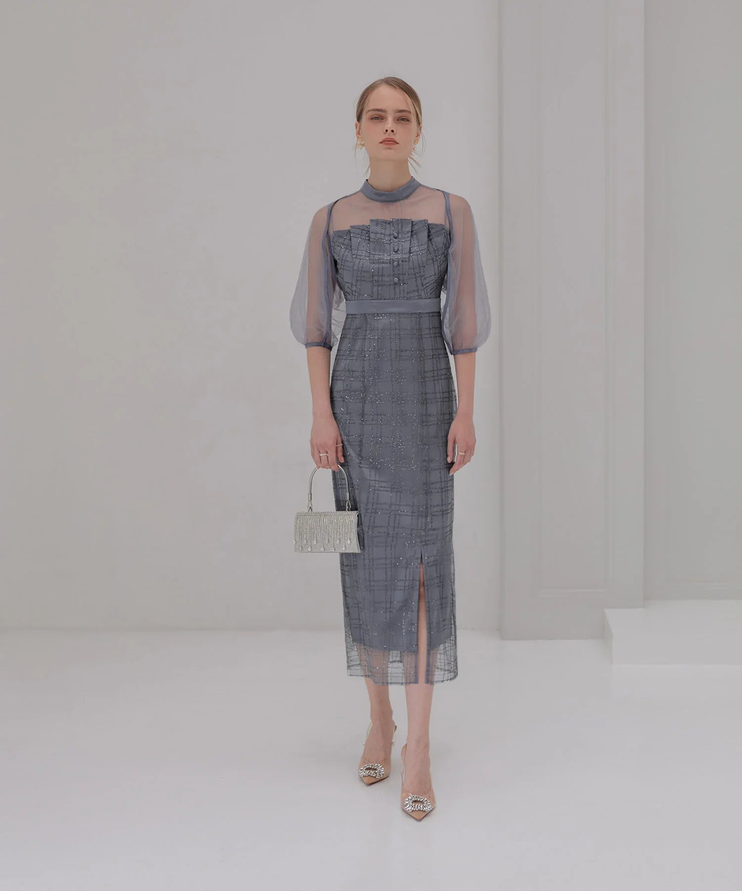 【当日発送】ラメチェックチュールボレロIラインドレス