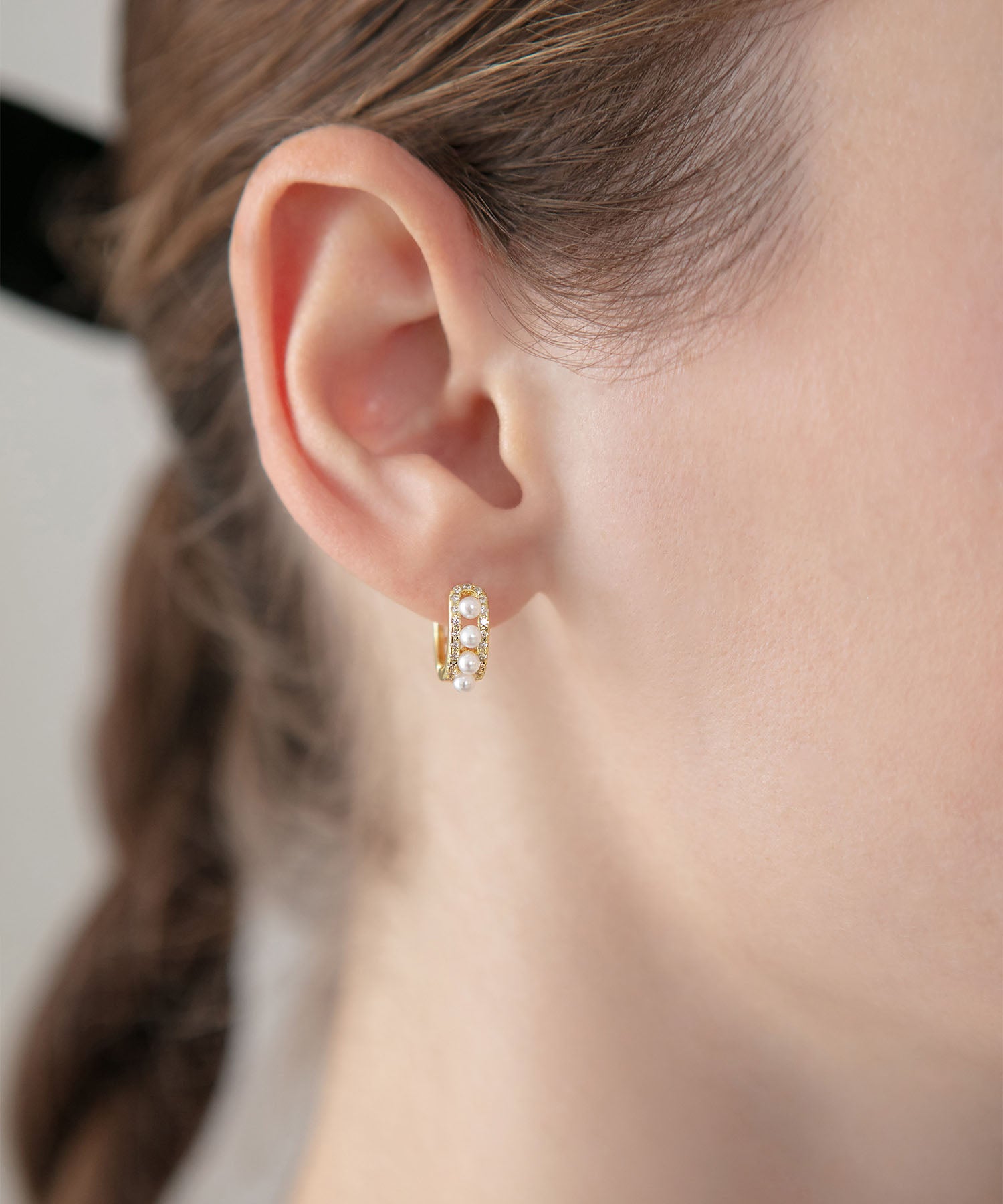 【当日発送】パールフープエレガントピアス