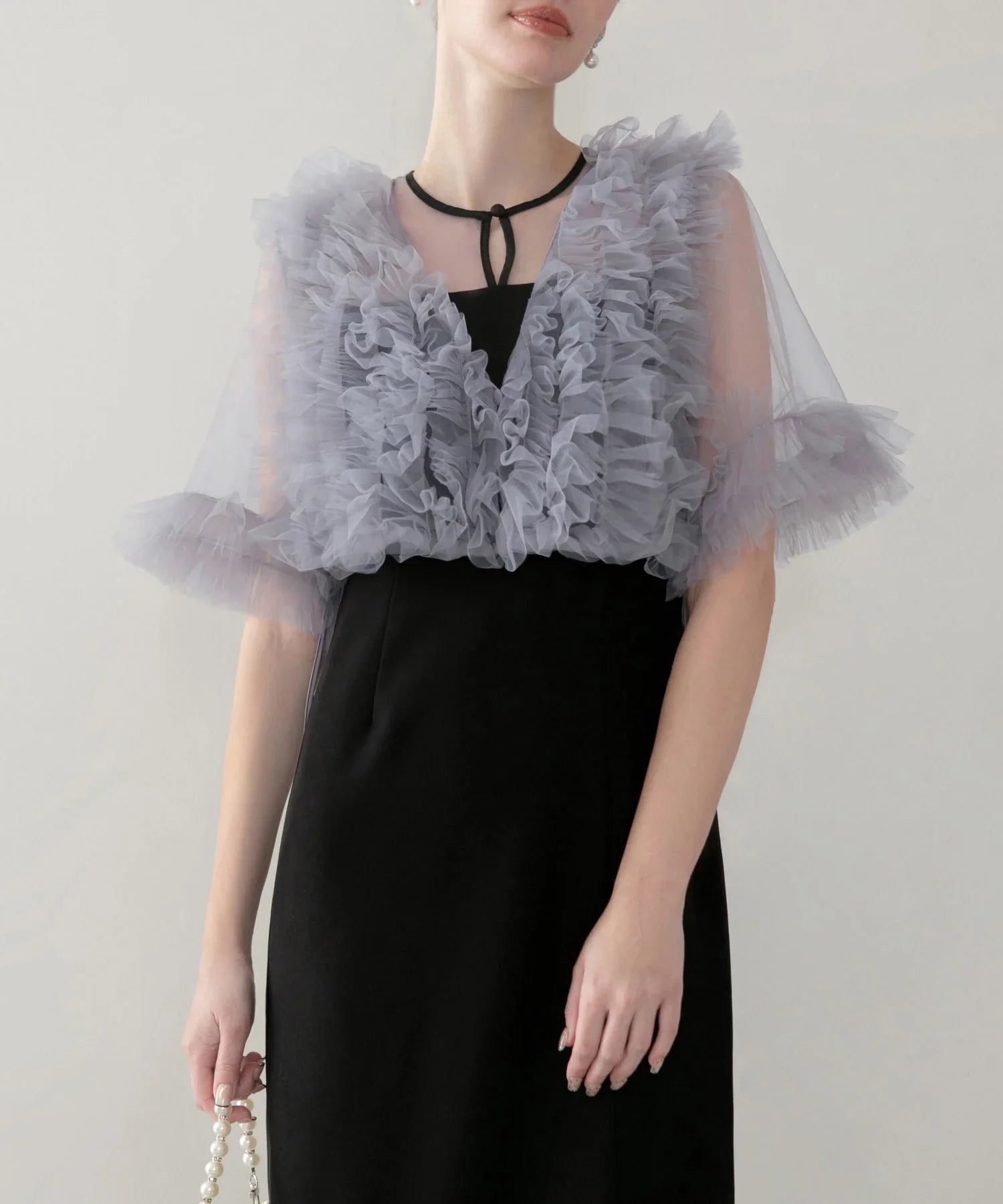 【当日発送】チュールフリルビスチェIラインワンピースドレス