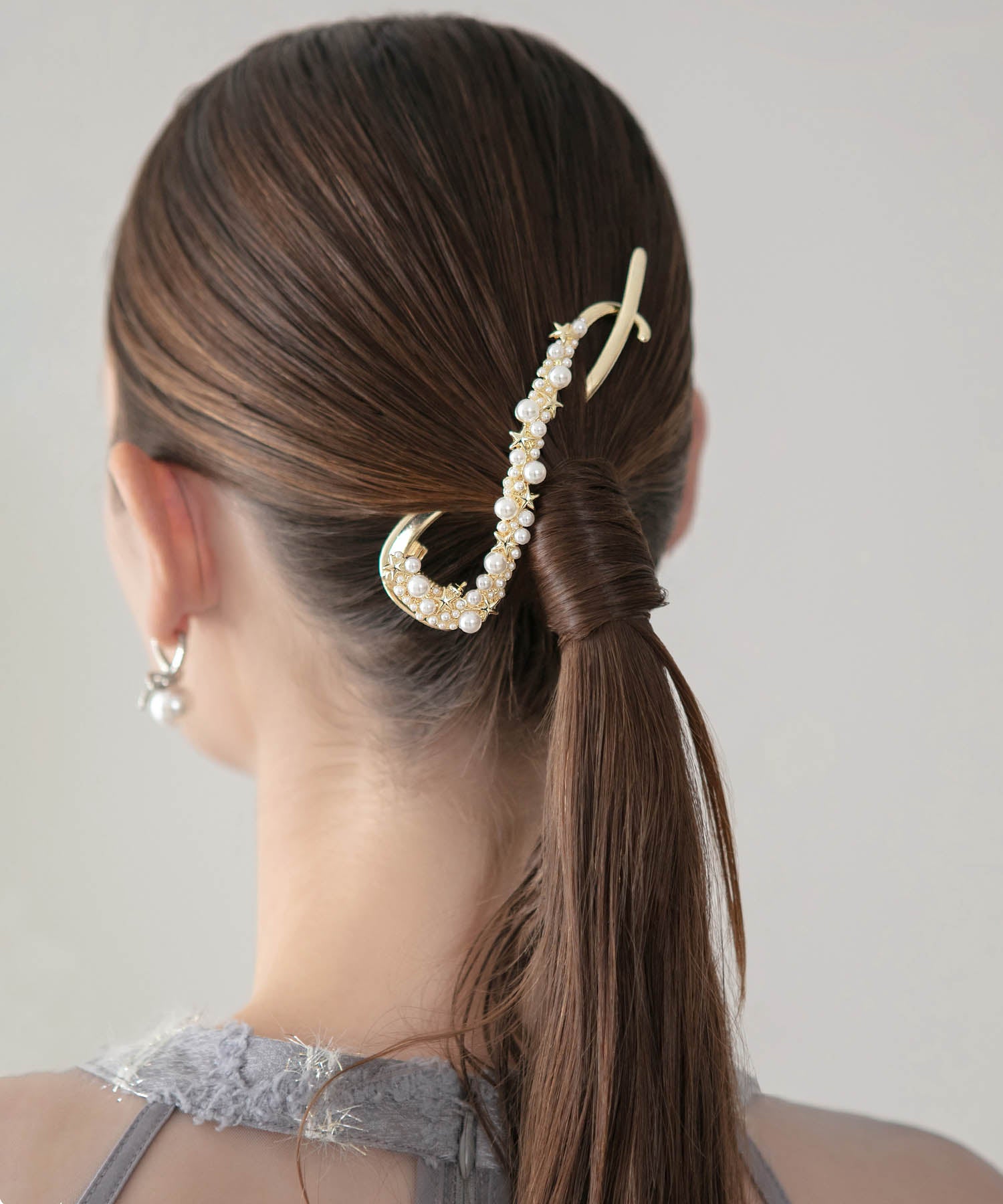 【当日発送】パールスタービジューメタルニュアンスヘアクリップ