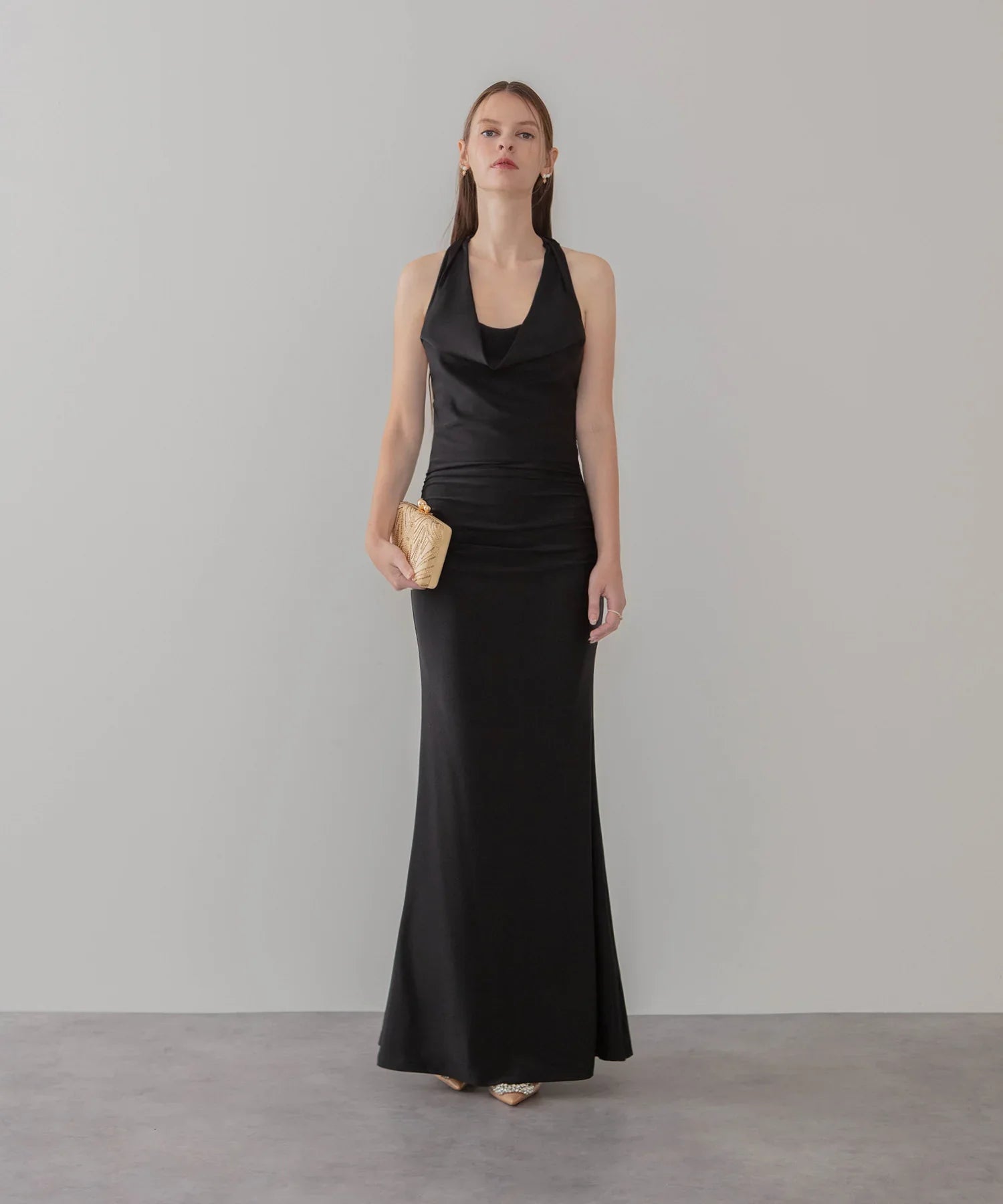 【LEJA LUXE】2WAYシアーレースグローブクラシックブラックマーメイドドレス