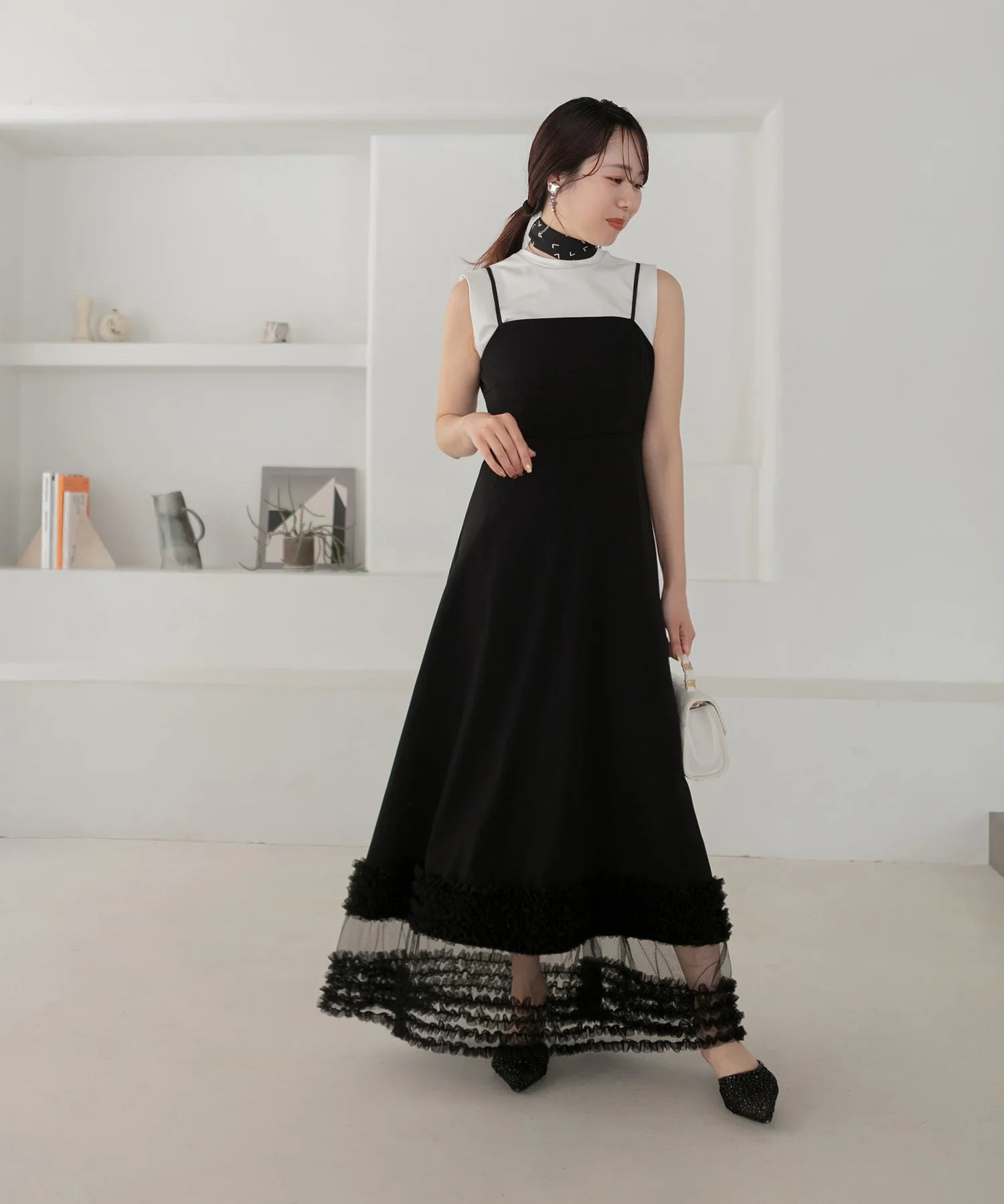 【当日発送】チュールフリルセットアップワンピースドレス