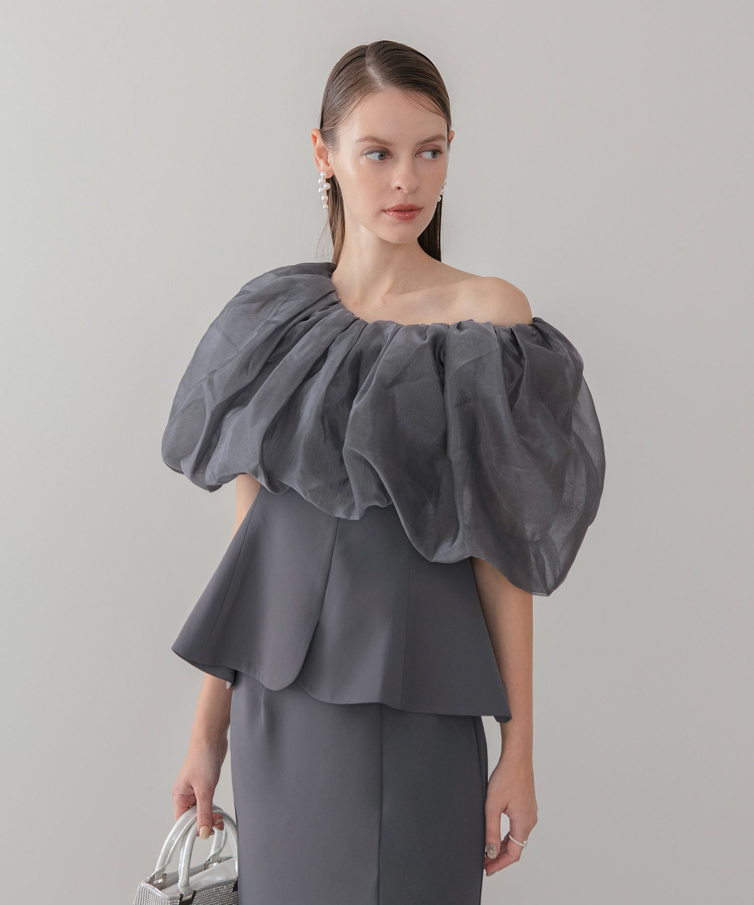 【当日発送】シアーチュールオフショルセットアップドレス