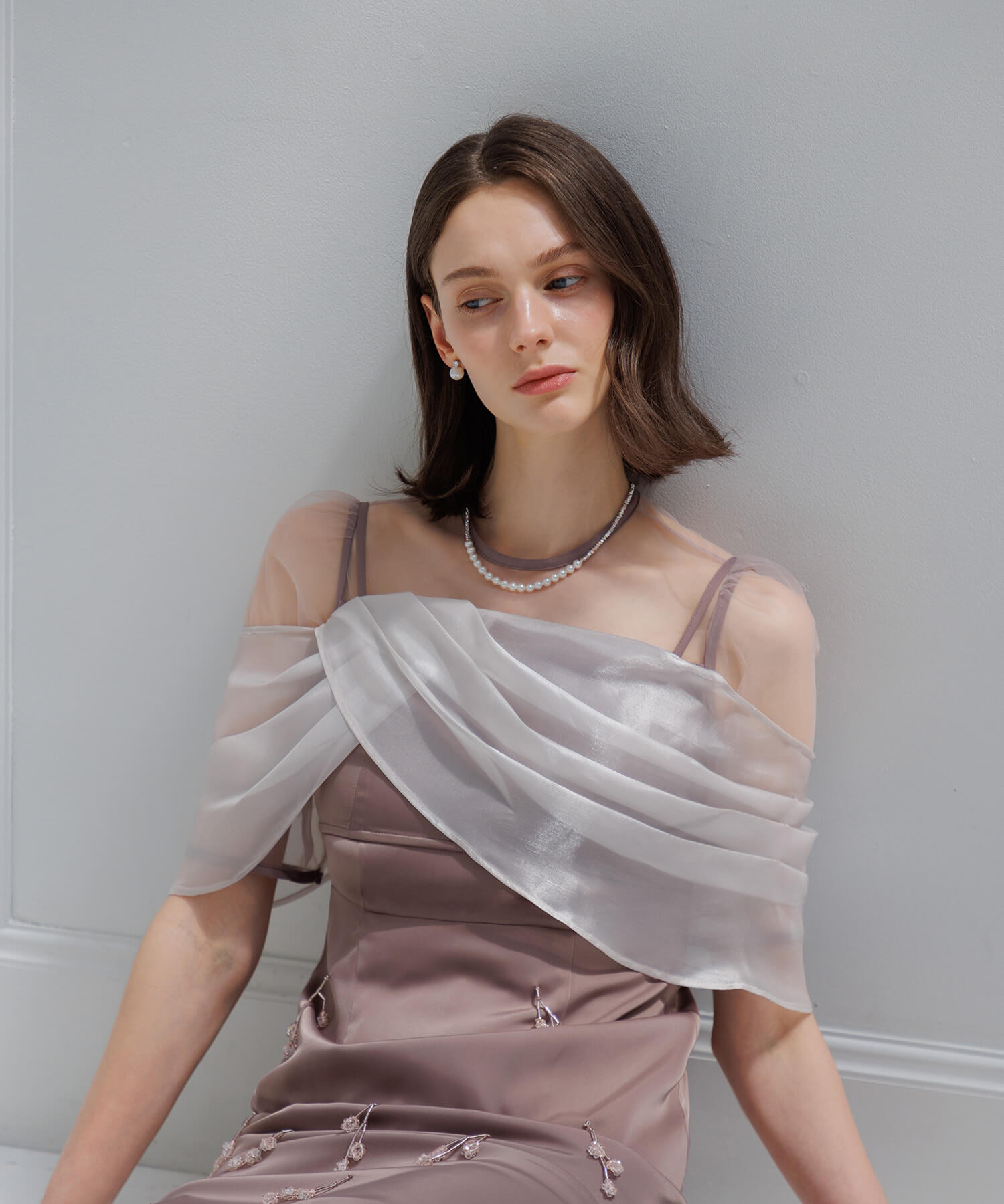 【SOLD OUT】2WAYシアーレイヤードビスチェIラインワンピースドレス