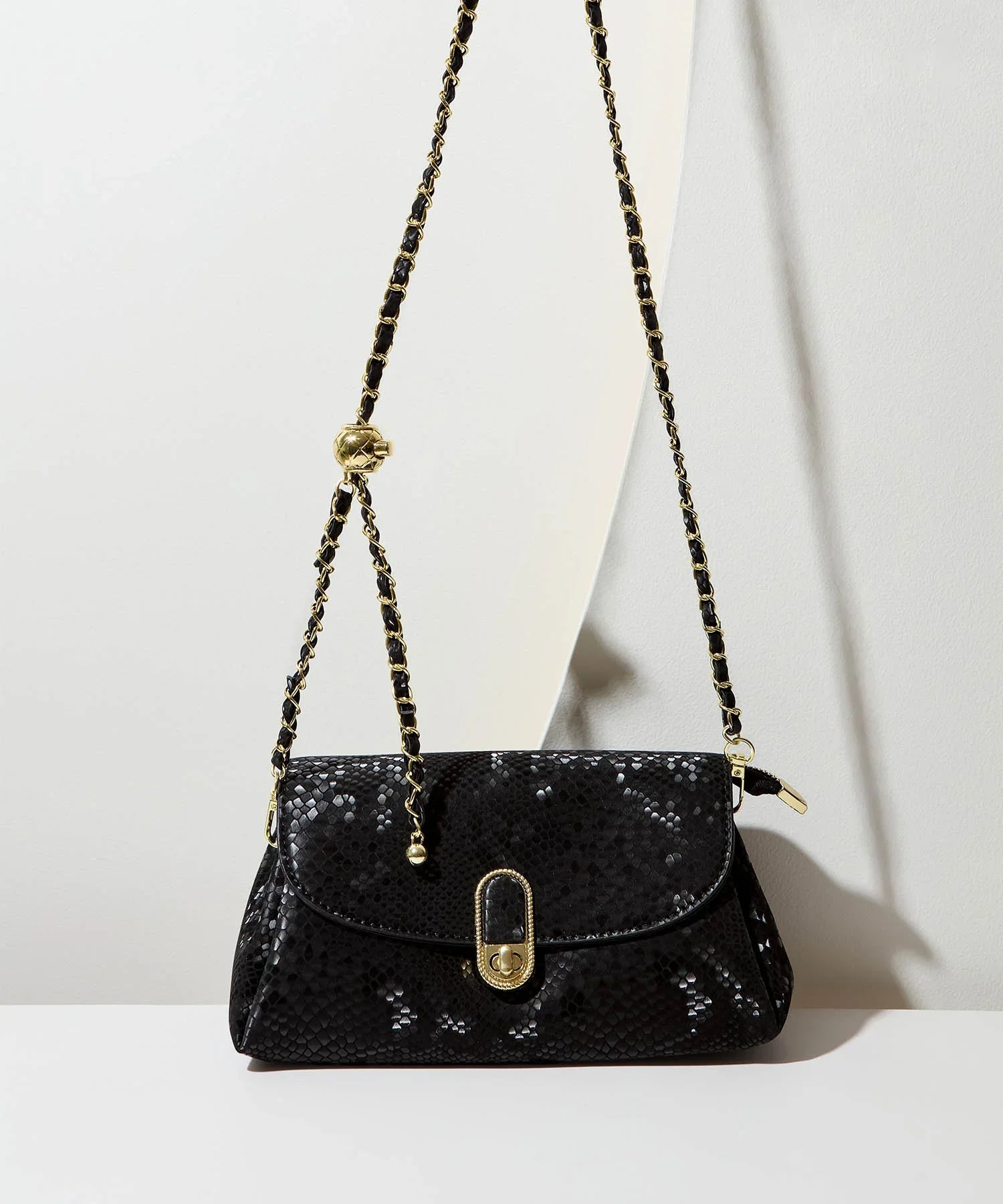 【当日発送】2WAYパイソンゴールドチェーンバッグ