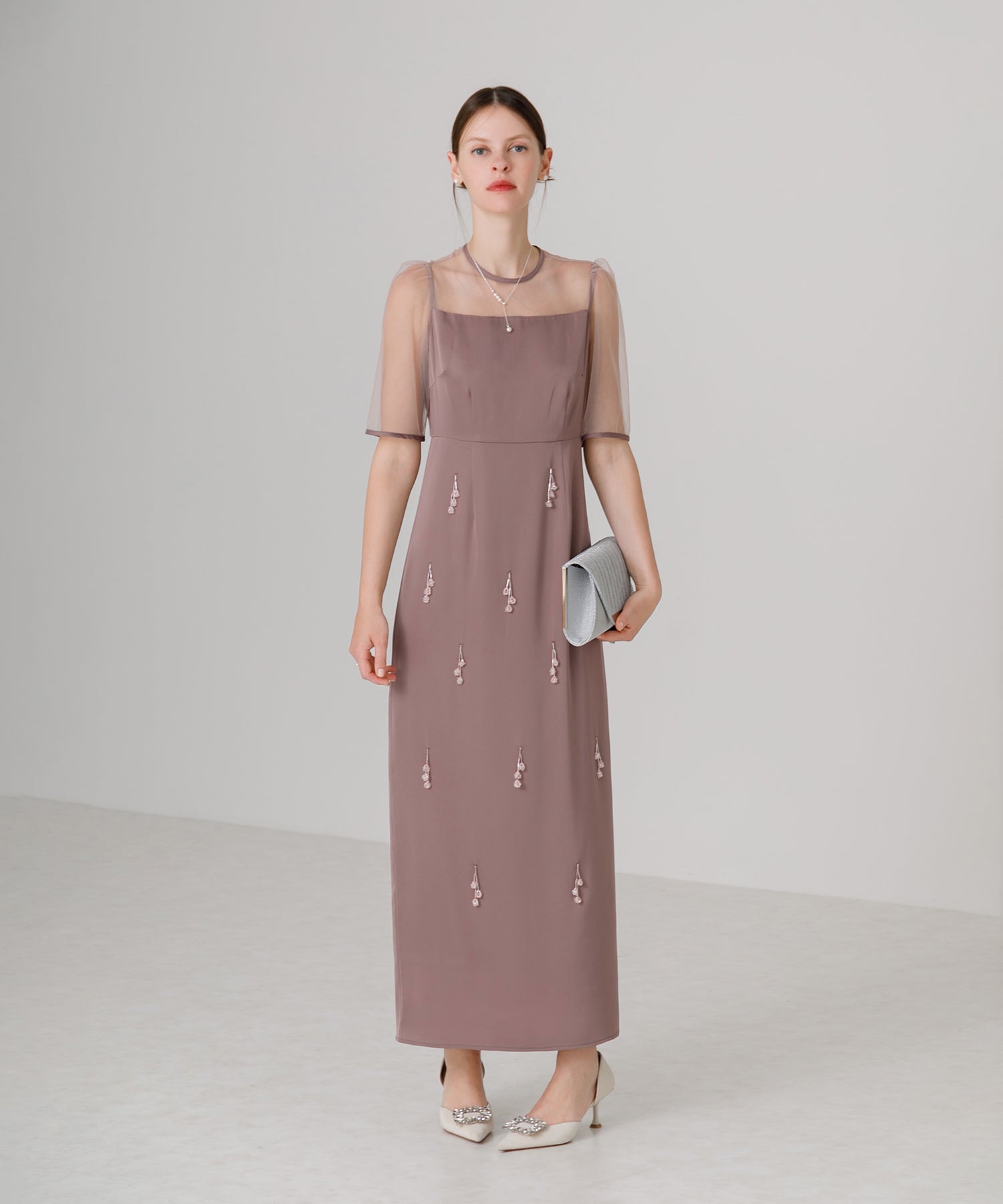 【SOLD OUT】2WAYシアーレイヤードビスチェIラインワンピースドレス