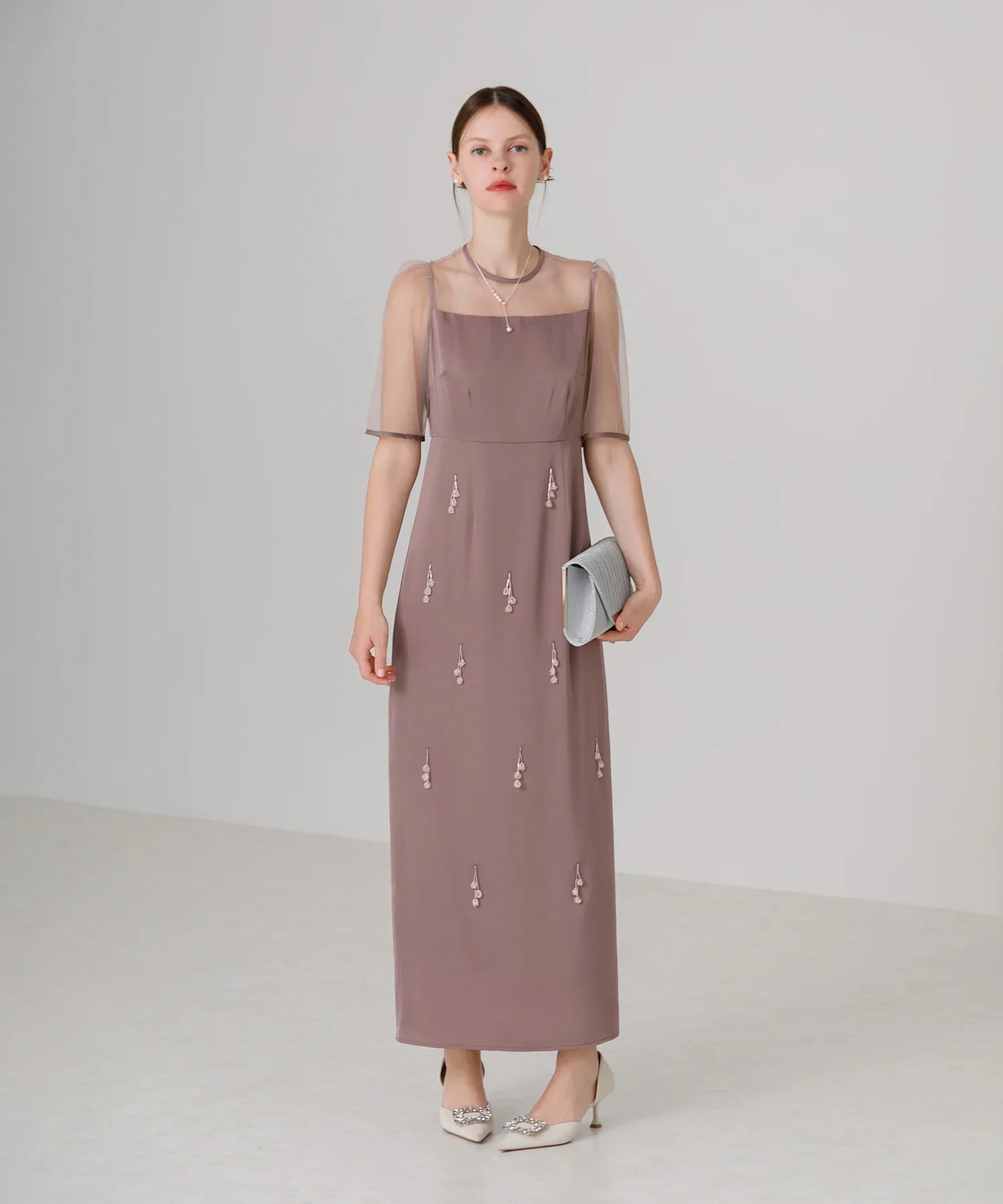 【SOLD OUT】2WAYシアーレイヤードビスチェIラインワンピースドレス