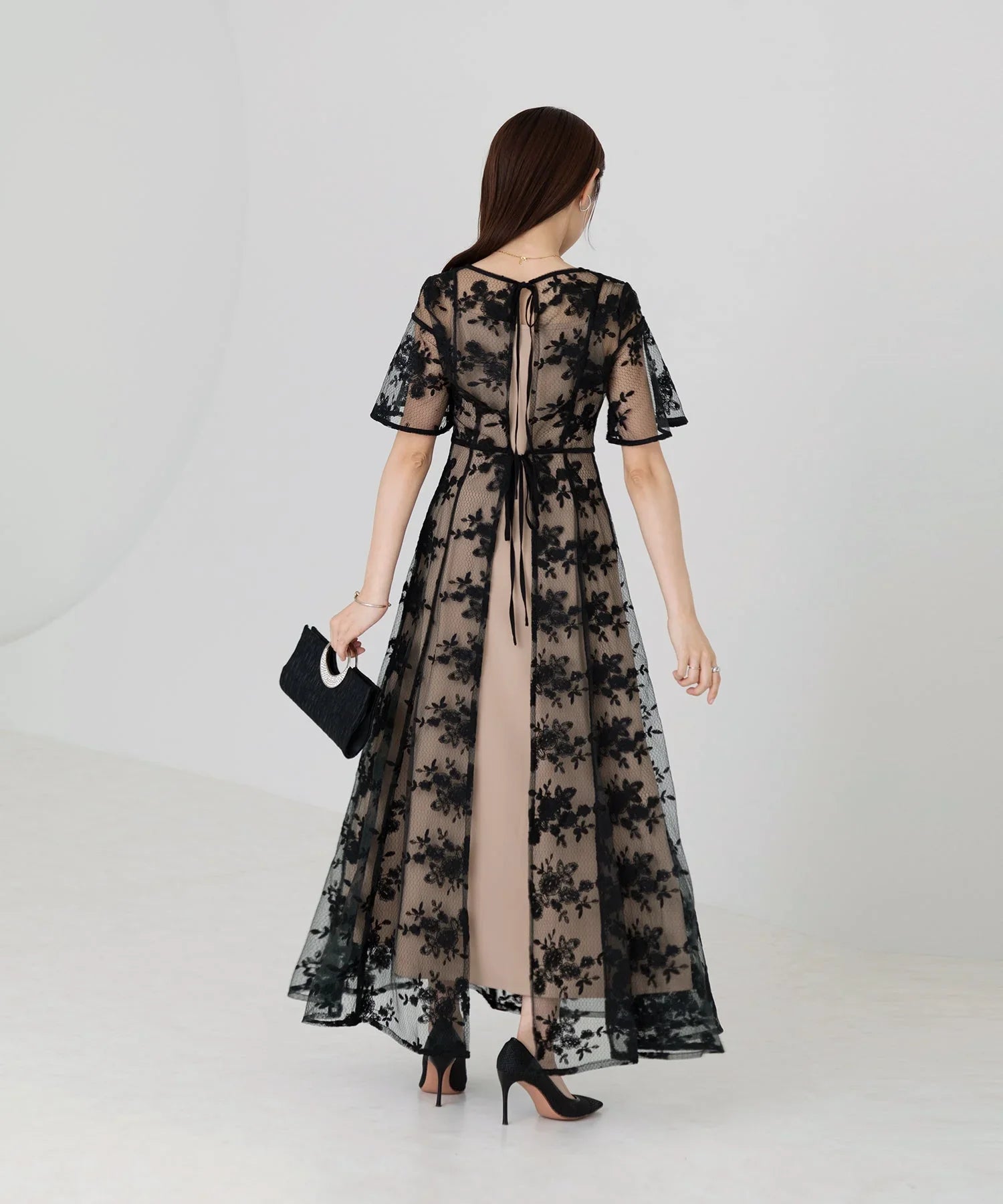 【当日発送】花柄バックリボンセットアップワンピースドレス