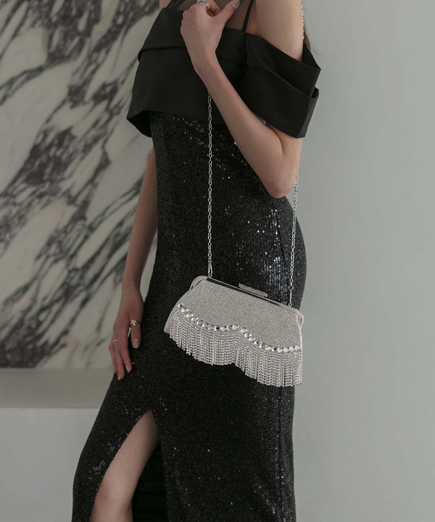 【当日発送】3WAYビジューフリンジバッグ