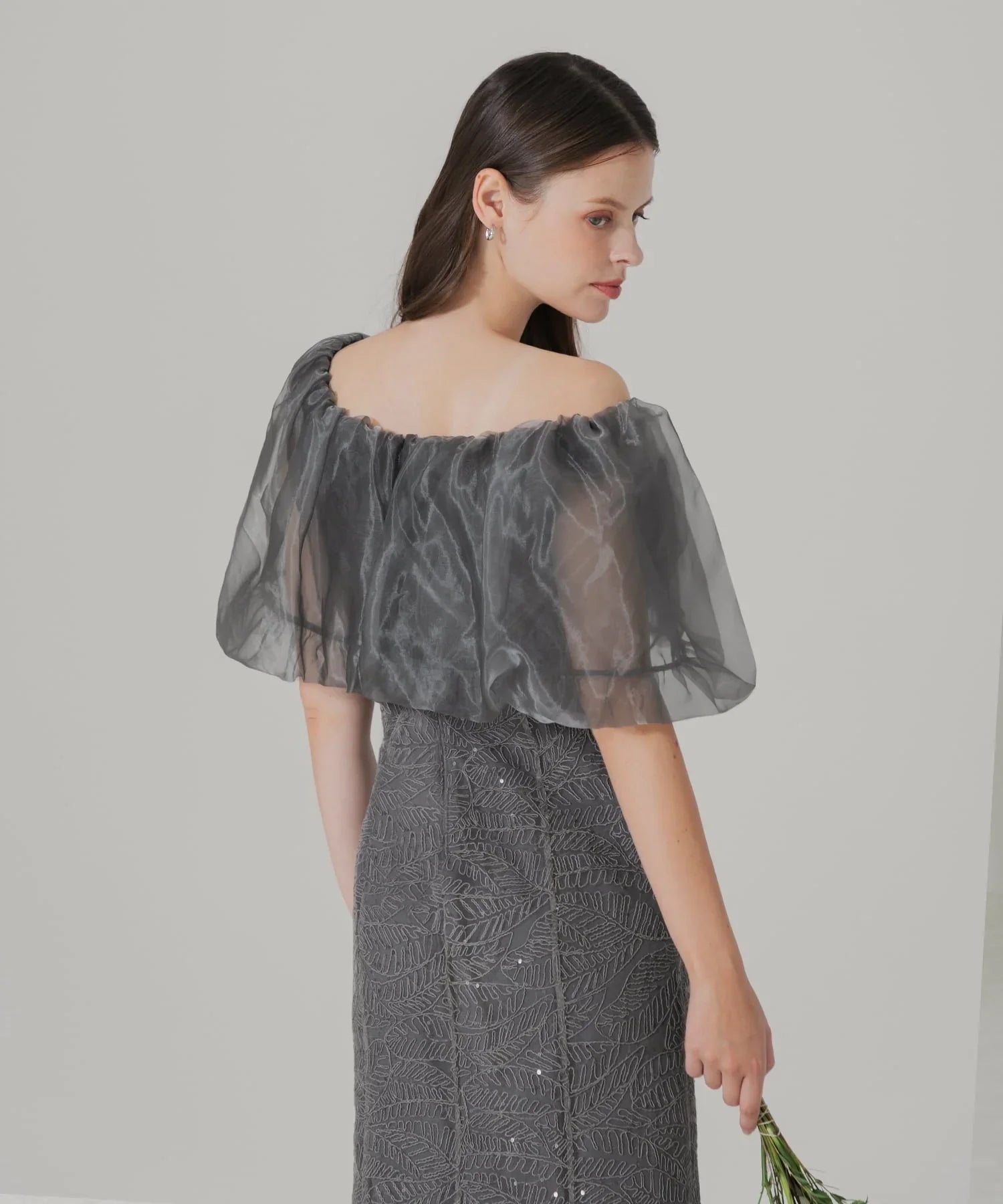 【当日発送】2WAYオフショルダーパフスリーブマーメイドワンピースドレス