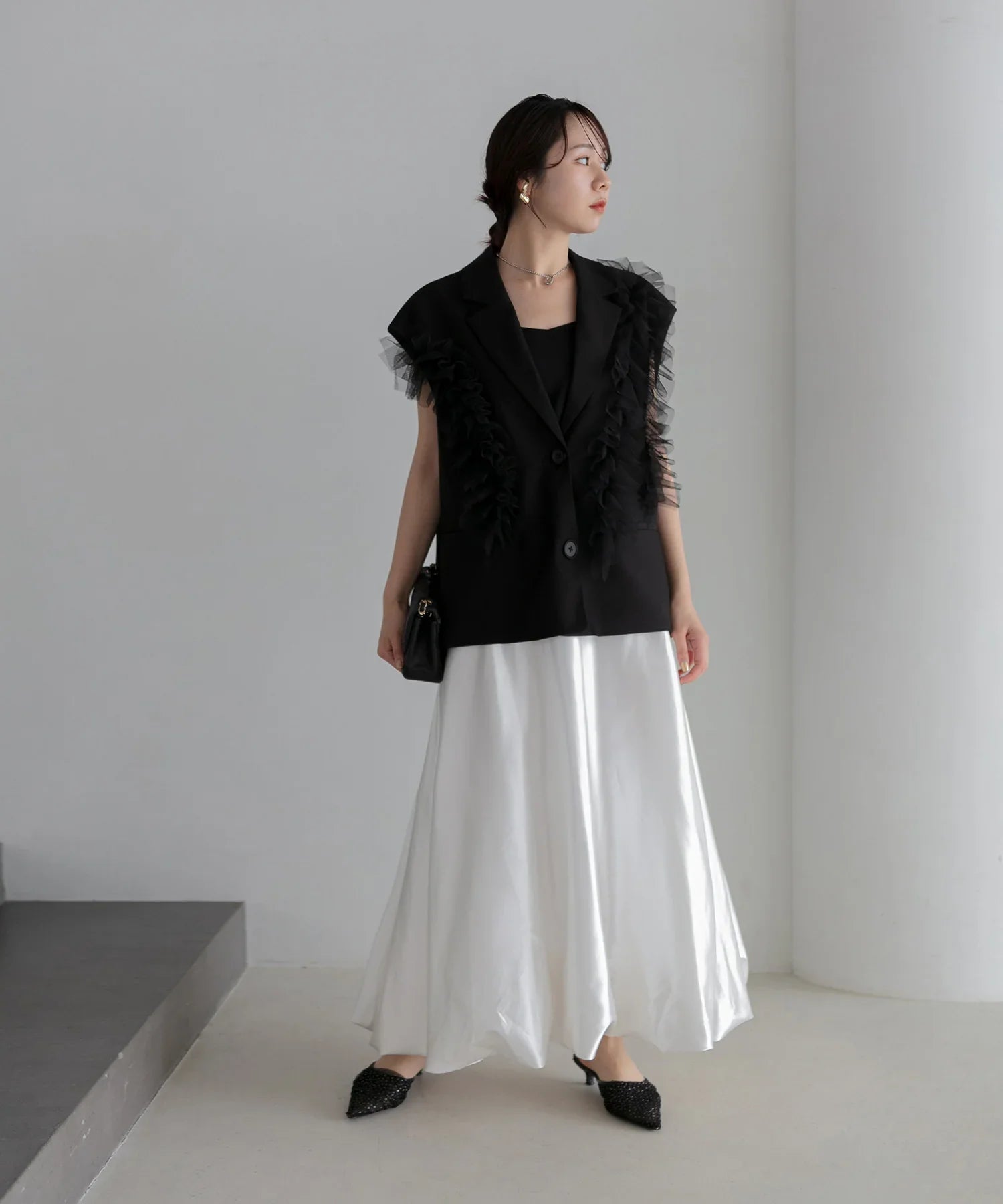 【当日発送】チュールフリルセットアップワンピースドレス