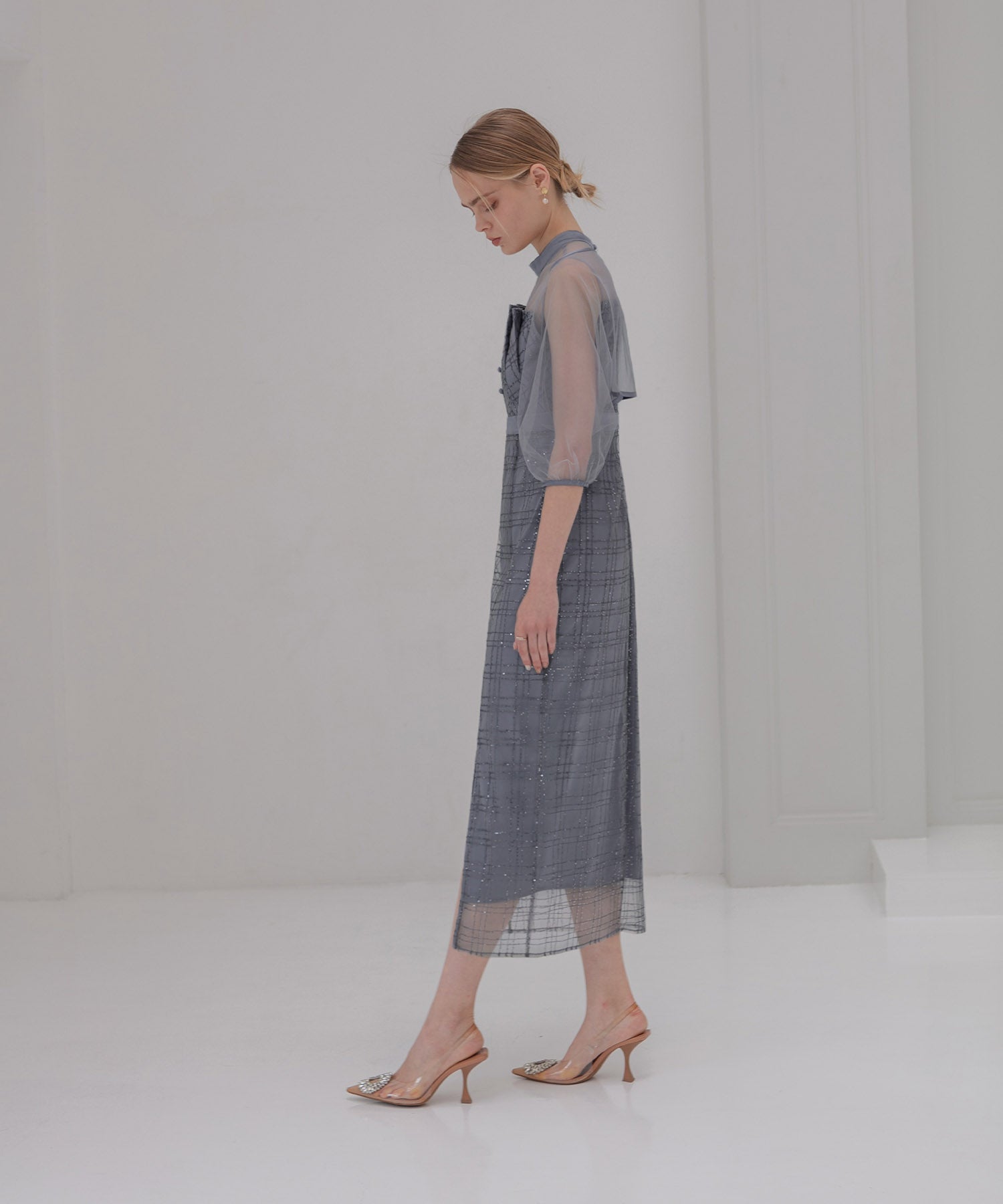 【当日発送】ラメチェックチュールボレロIラインドレス