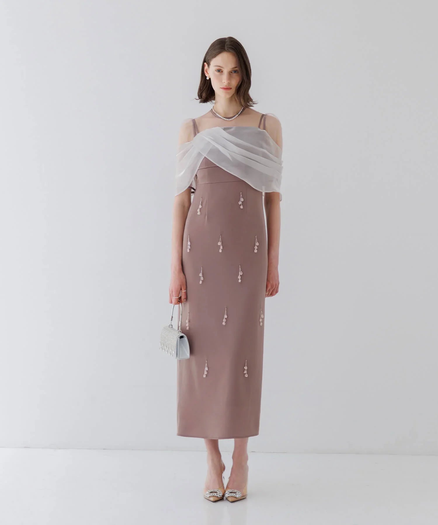 【SOLD OUT】2WAYシアーレイヤードビスチェIラインワンピースドレス