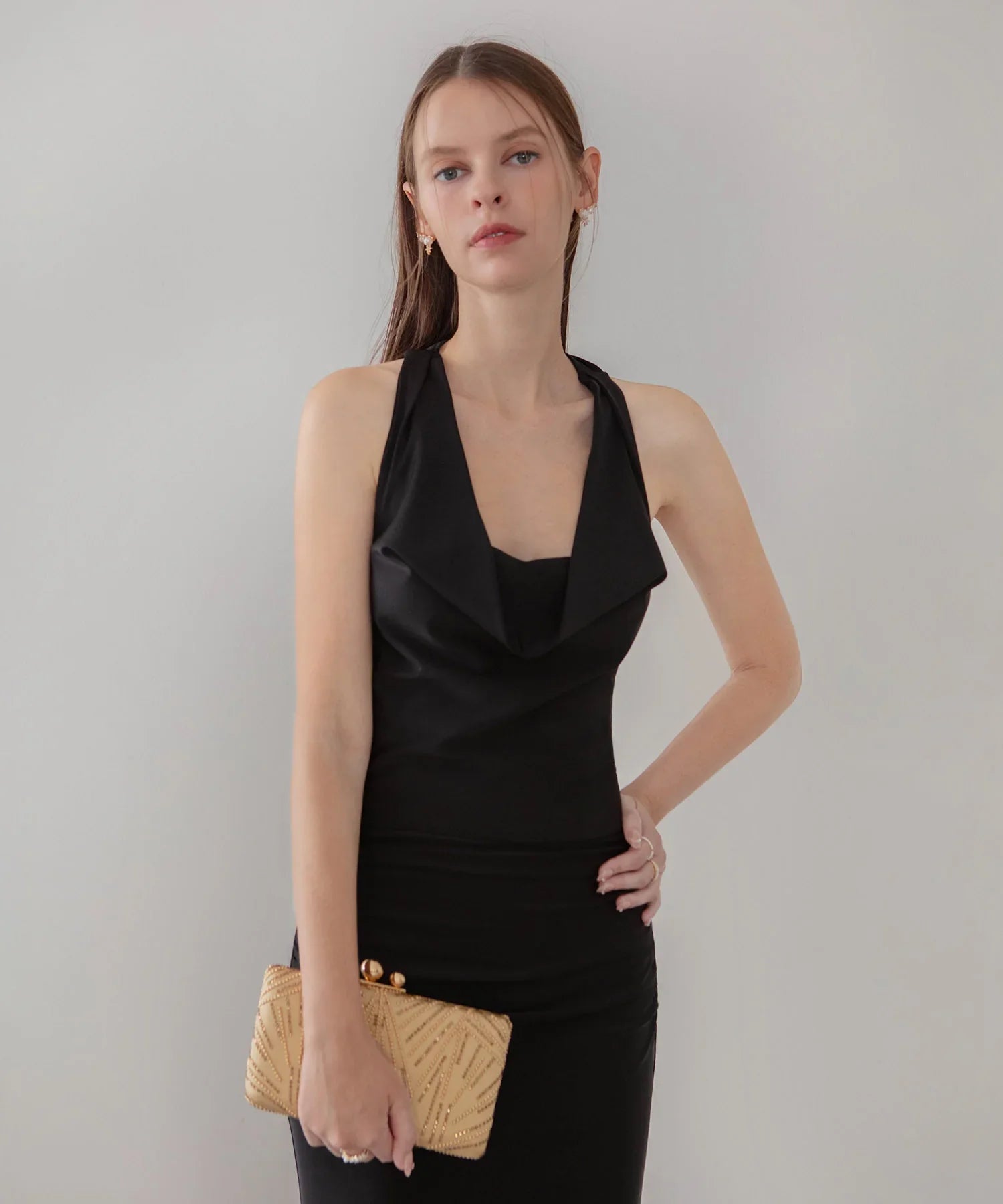 【LEJA LUXE】2WAYシアーレースグローブクラシックブラックマーメイドドレス