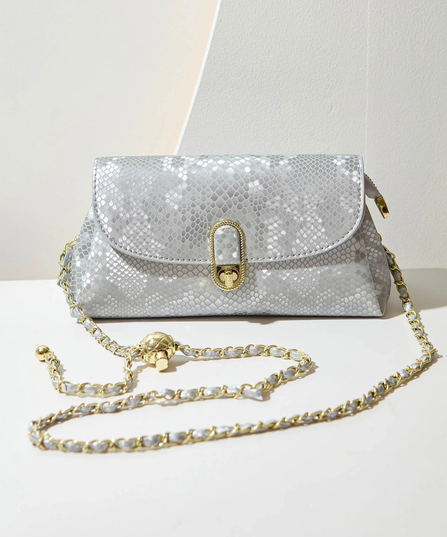 【当日発送】2WAYパイソンゴールドチェーンバッグ