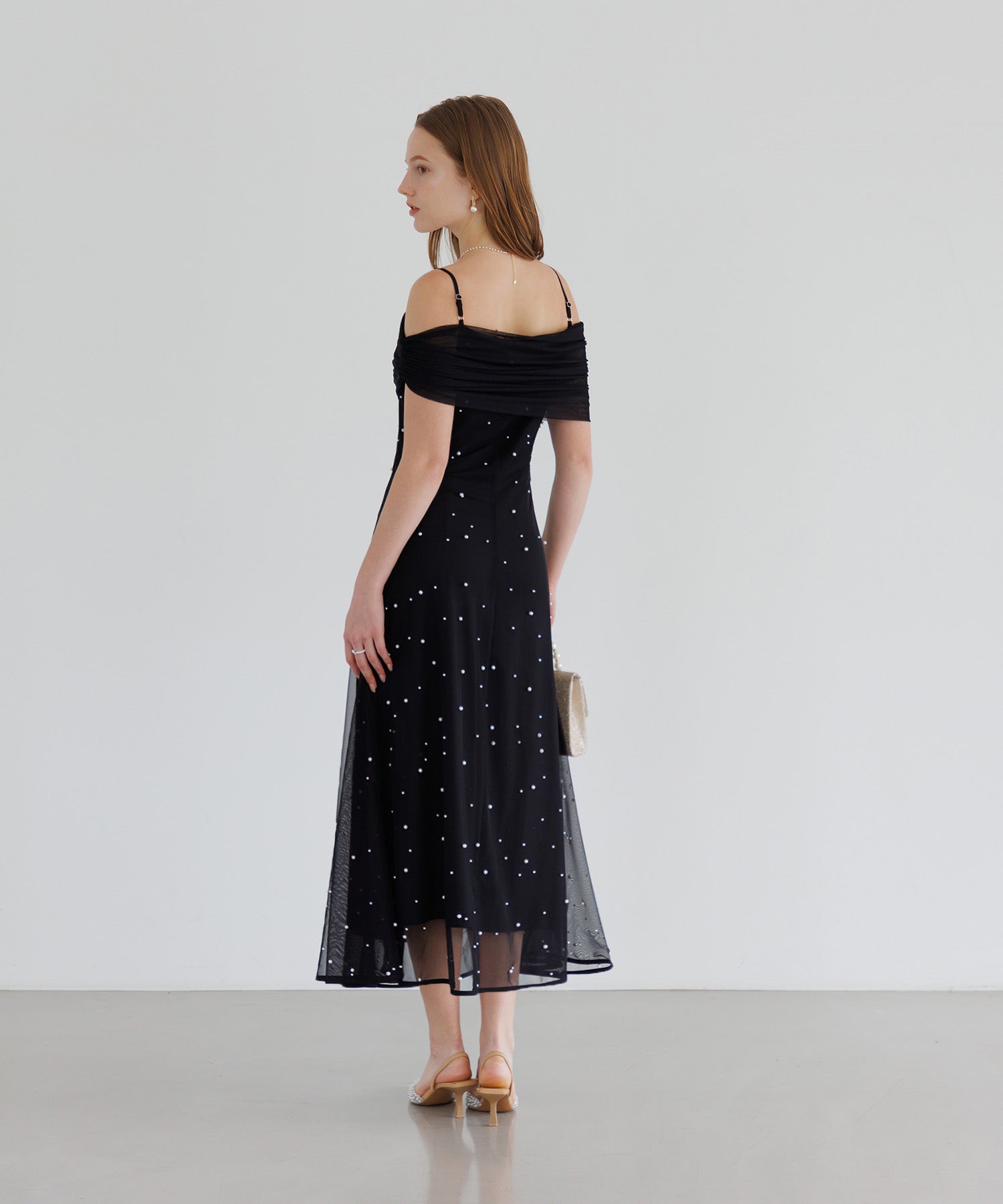 【一部当日発送】2WAYチュールトップスパールAラインワンピースドレス