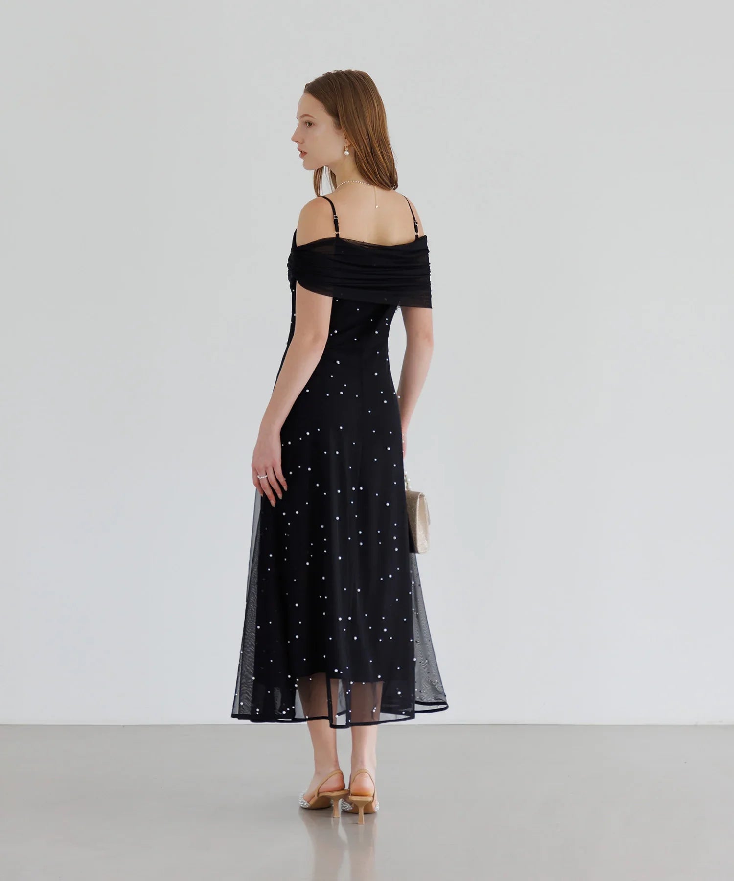 【一部当日発送】2WAYチュールトップスパールAラインワンピースドレス