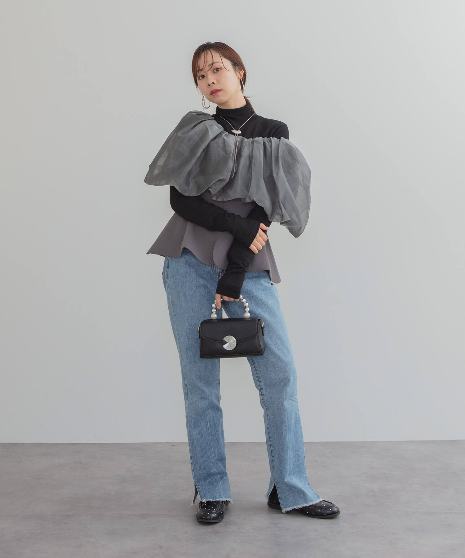 【当日発送】シアーチュールオフショルセットアップドレス