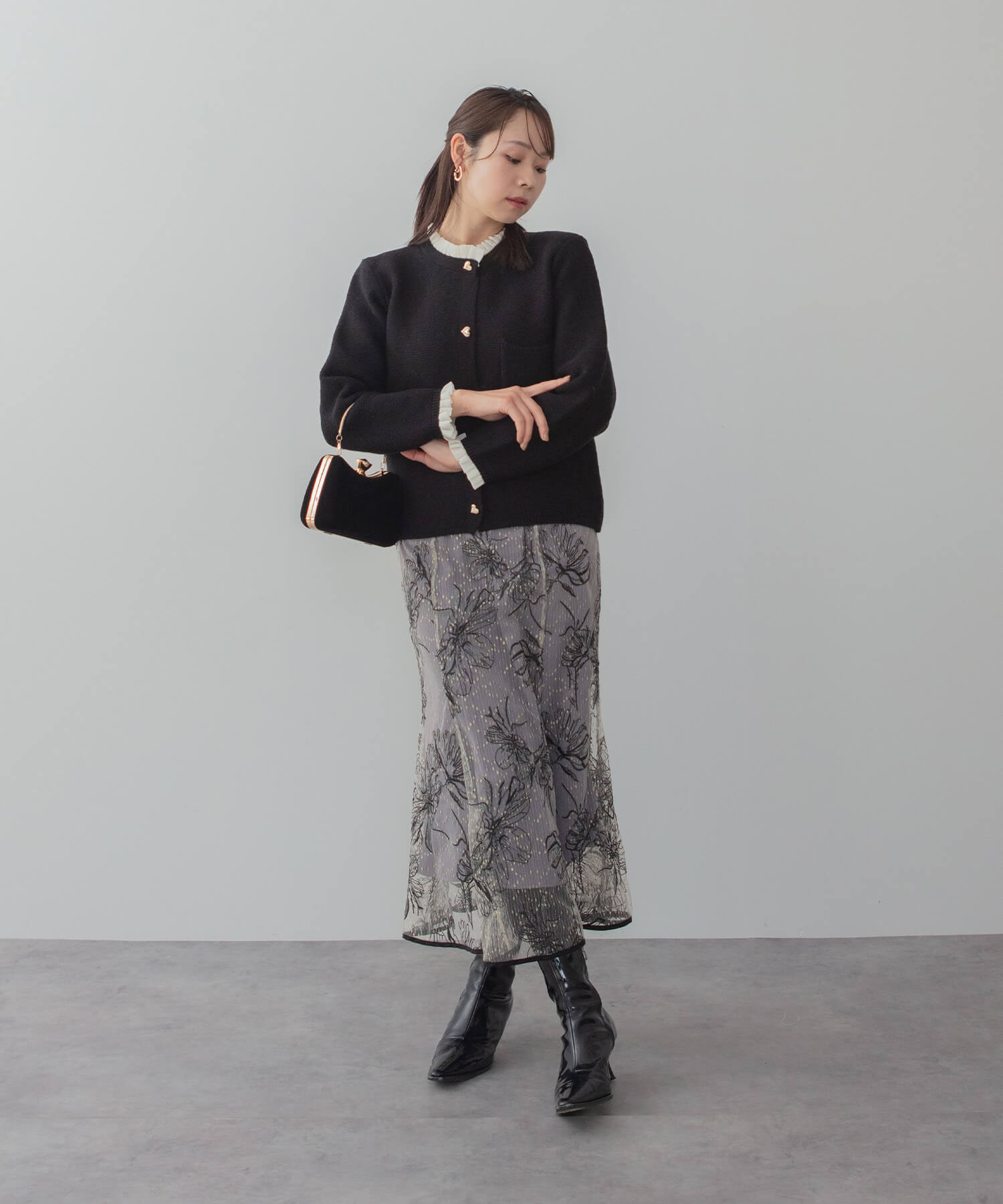 【當天出貨】碎花緞帶泡泡袖魚尾裙