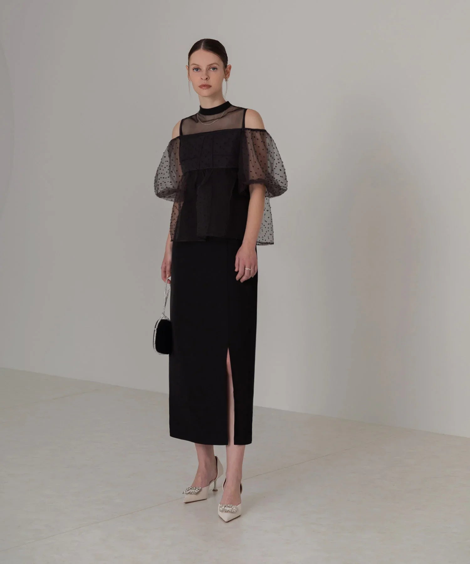 【当日発送】 レースドットビスチェセットアップIラインワンピースドレス