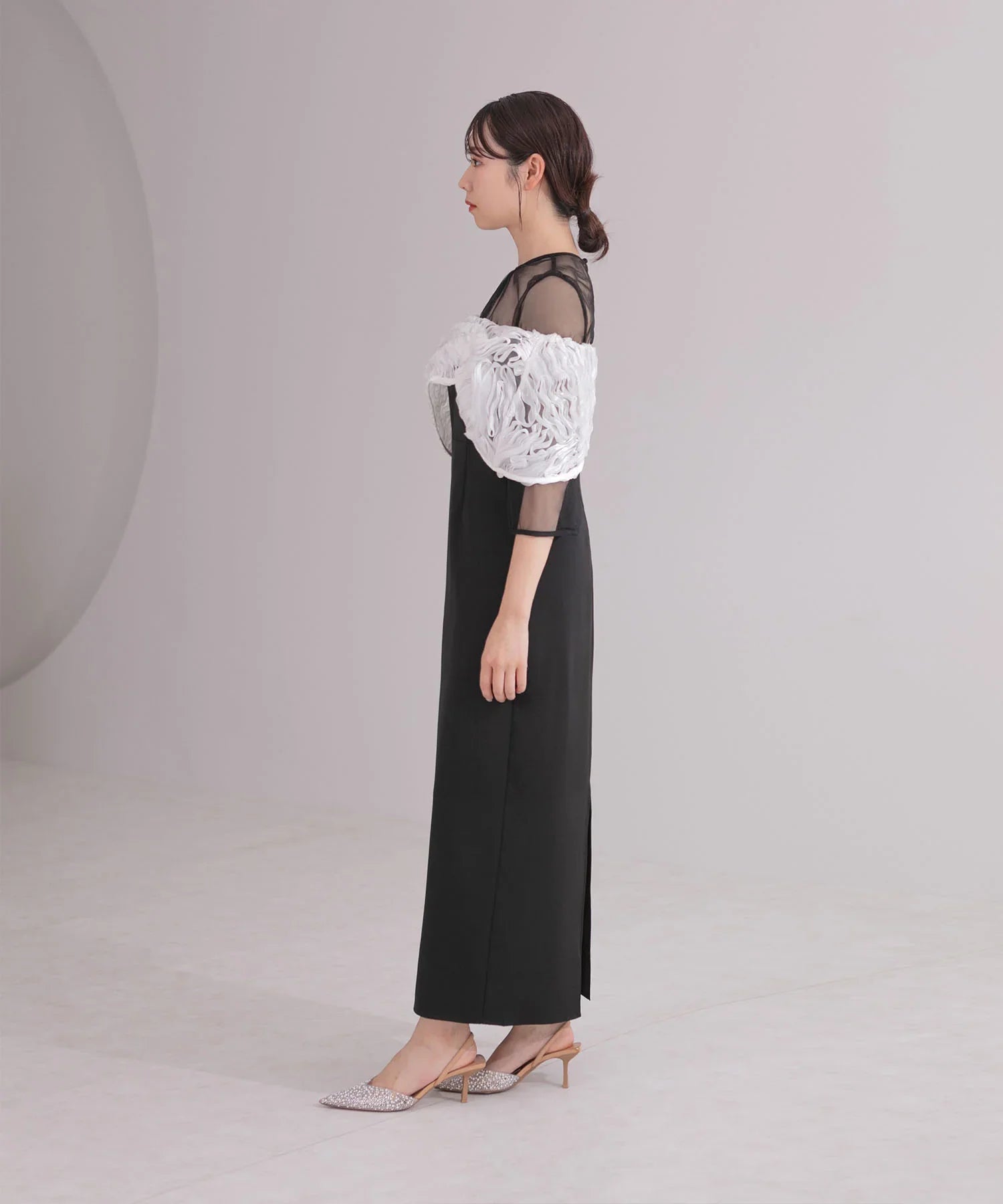 【当日発送】ドレープデザインIラインワンピースドレス