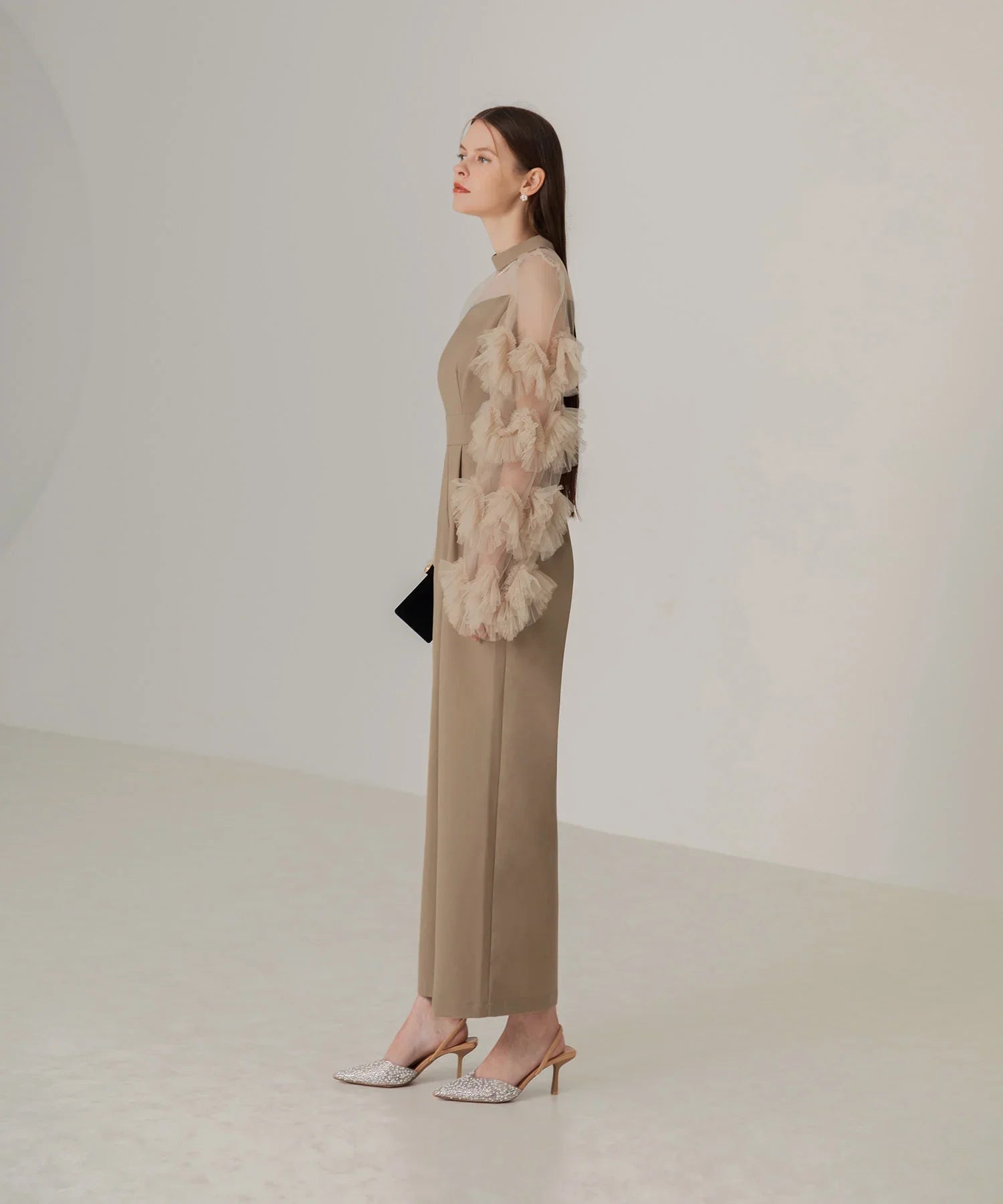 【当日発送】ボリュームチュールスリーブオールインワンパンツドレス