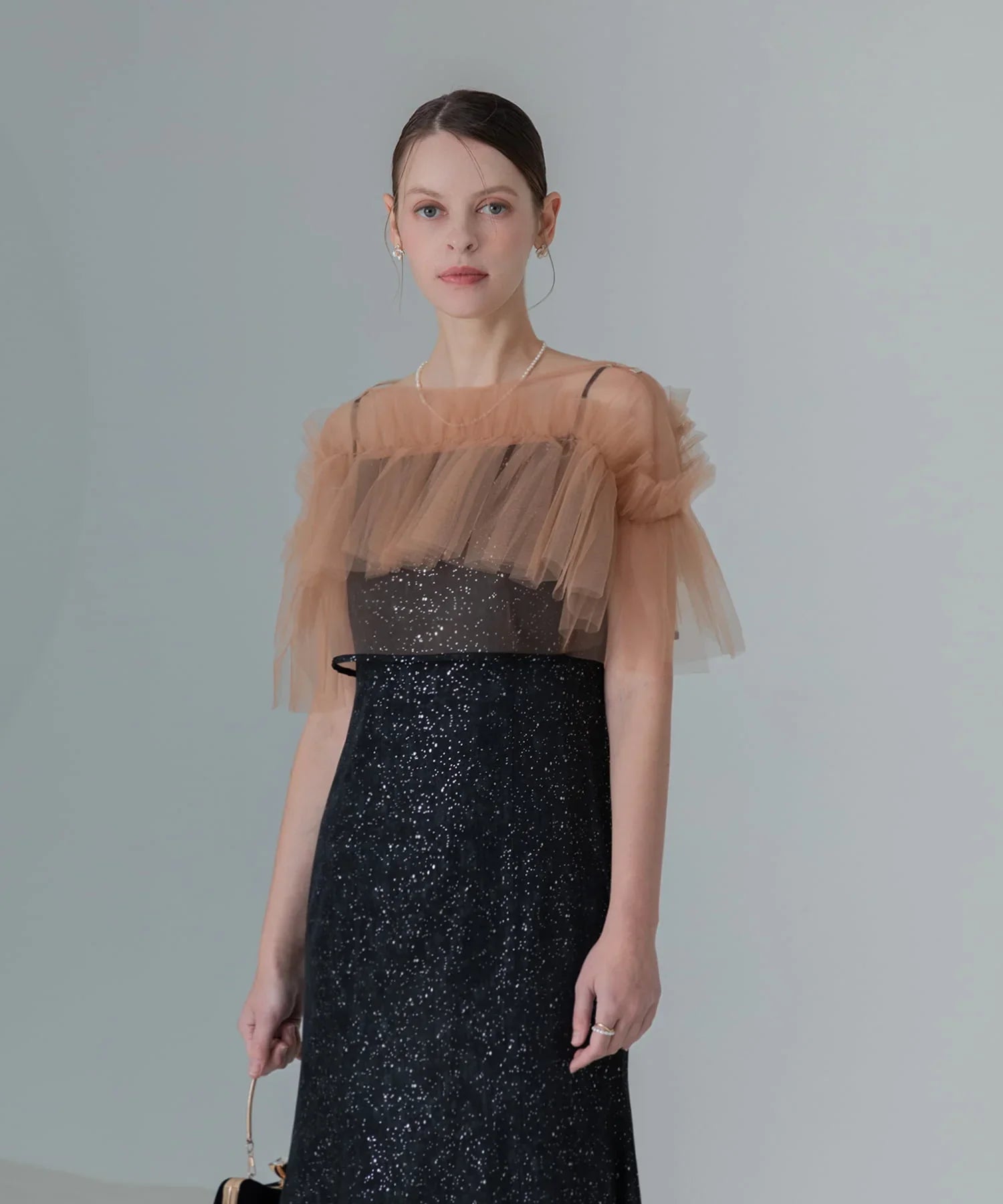 【当日発送】チュールフリルボレロペイントマーメイドワンピースドレス