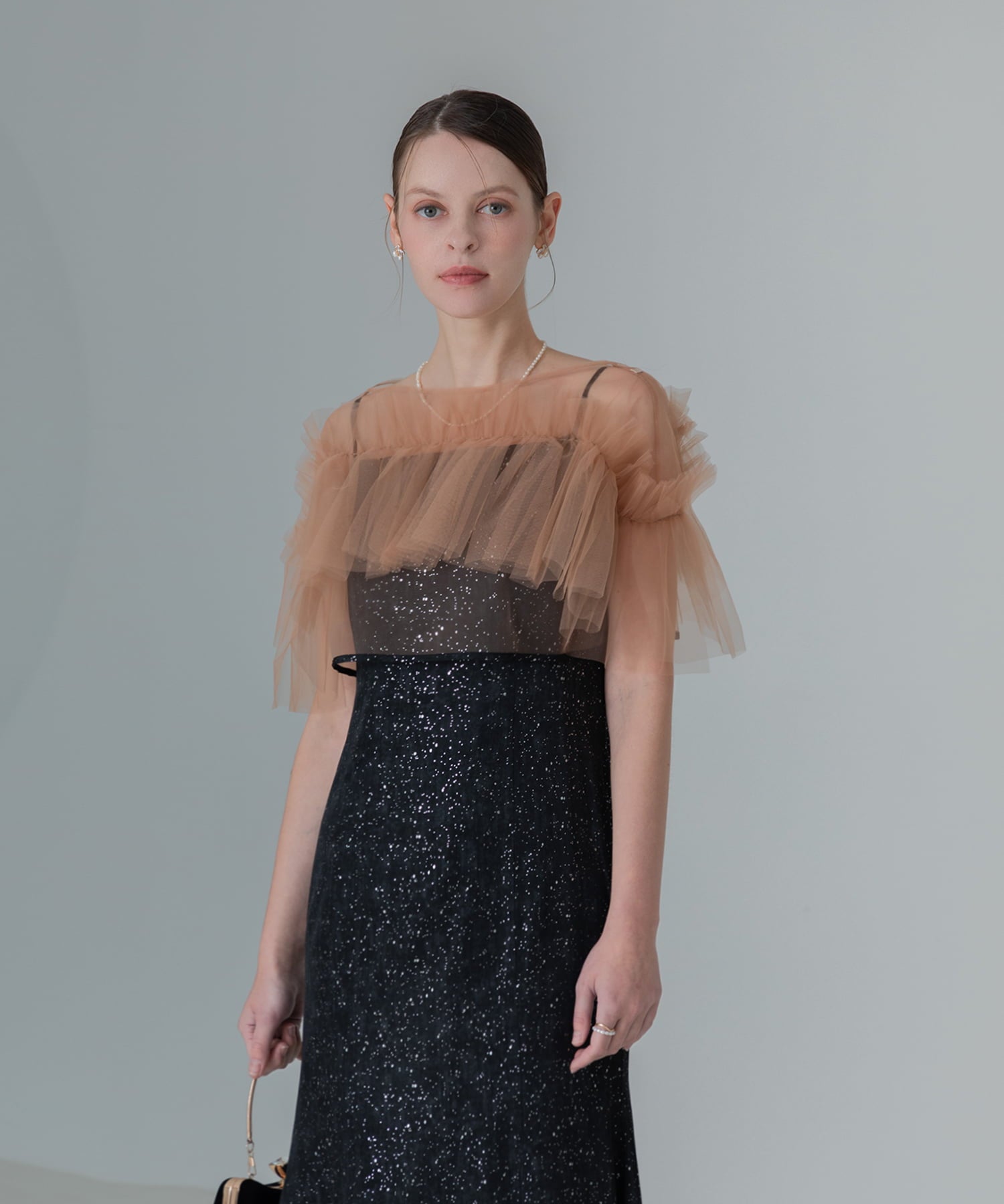 【当日発送】チュールフリルボレロペイントマーメイドワンピースドレス